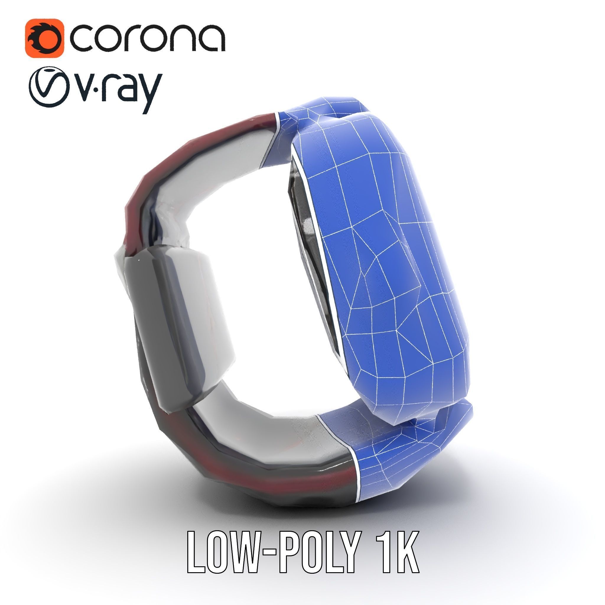 Futuristic Dive Computer Watch Model Pack Low-poly 3D model_26