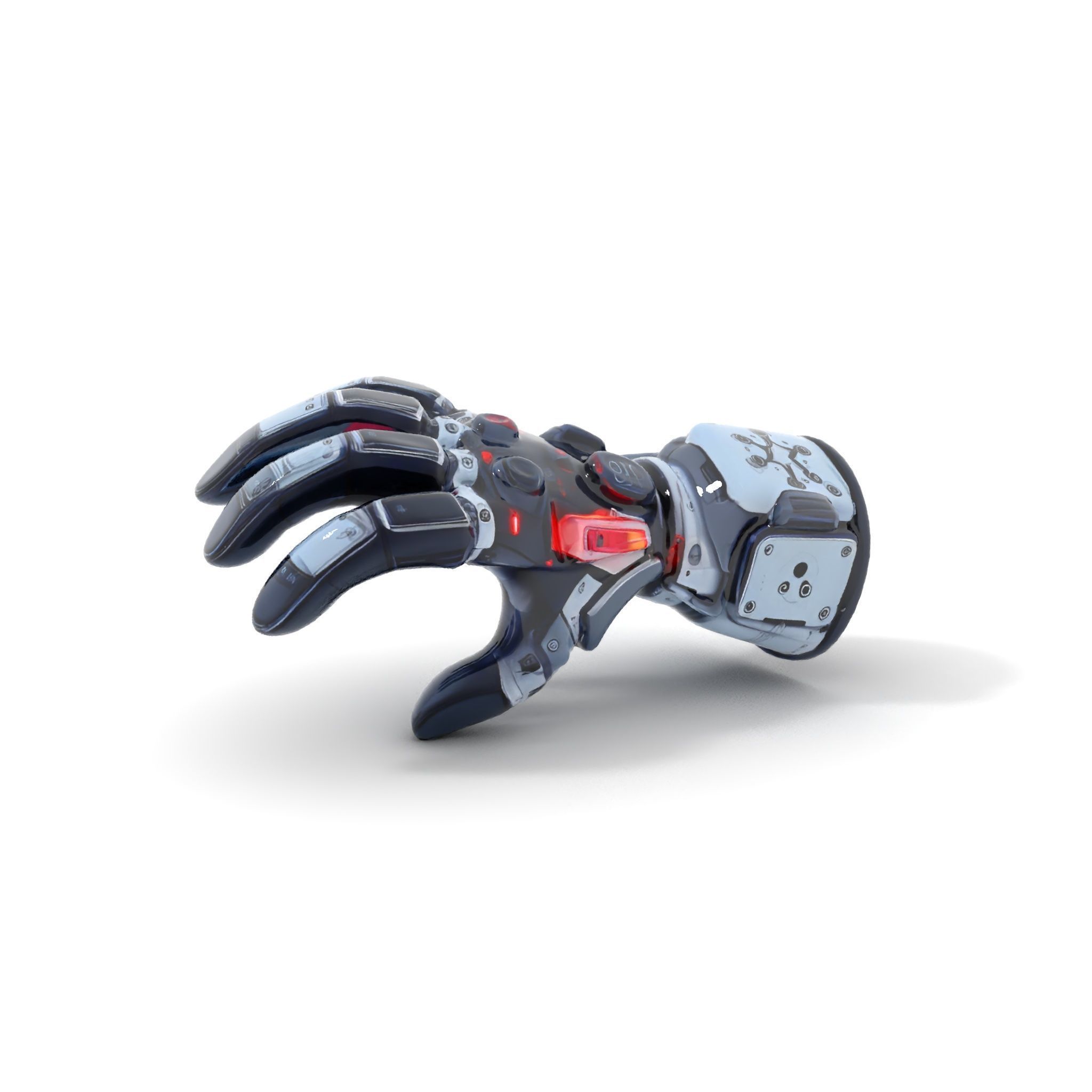 Futuristic Robotic Hand Model Pack with LED Features Low-poly 3D model_7