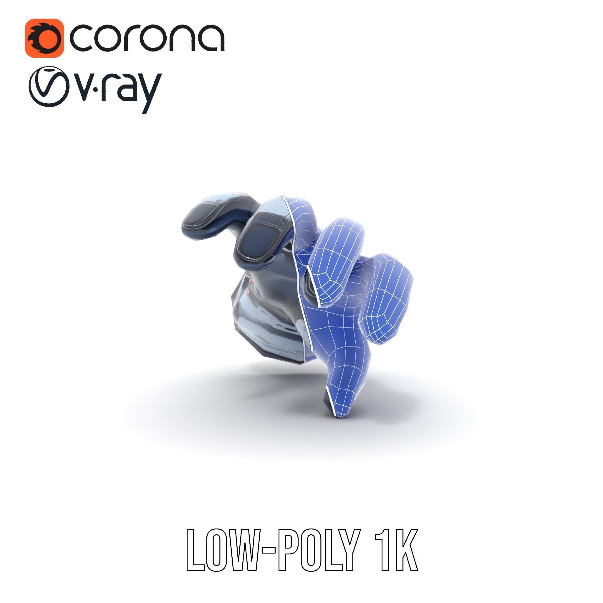 Futuristic Robotic Hand Model Pack with LED Features Low-poly 3D model_20