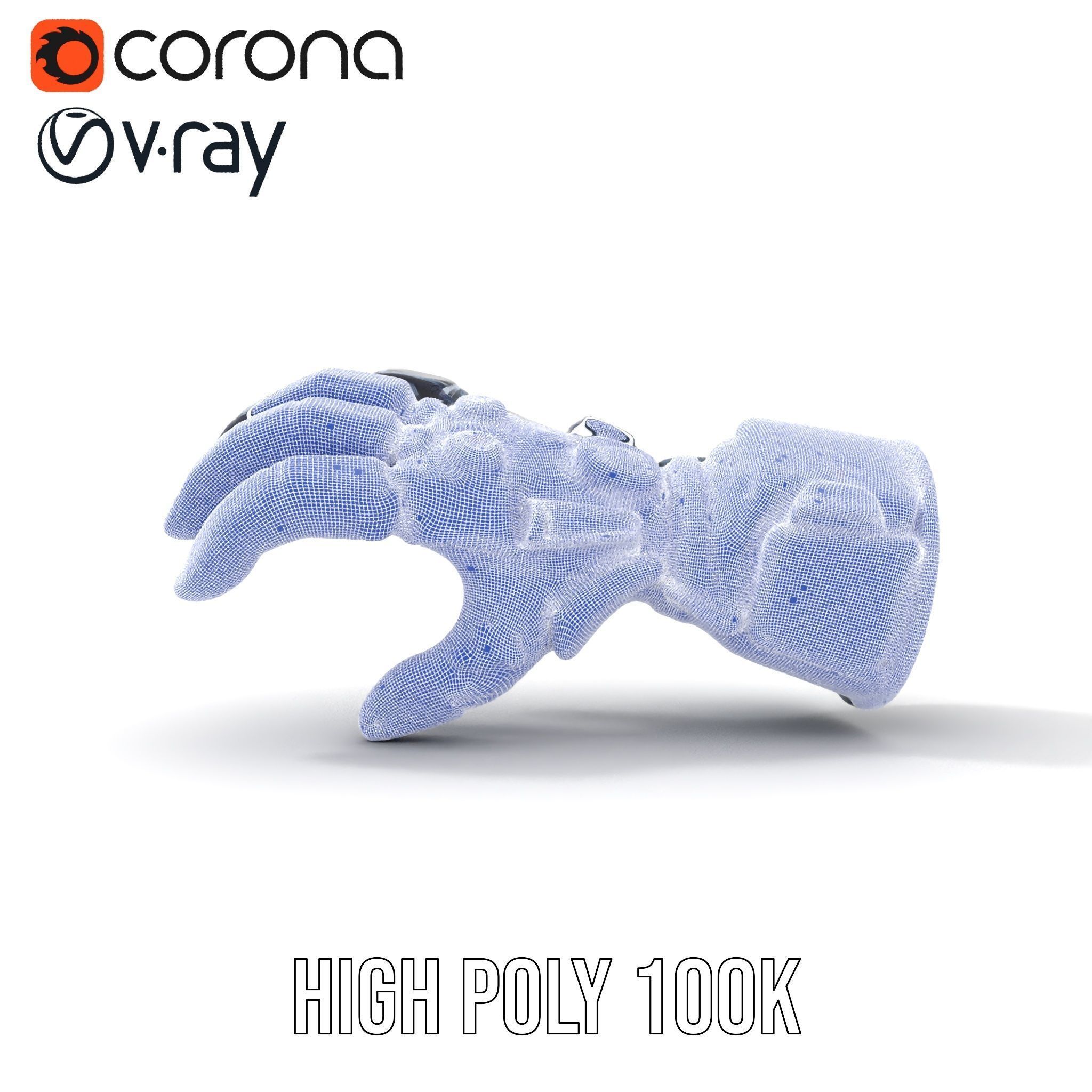 Futuristic Robotic Hand Model Pack with LED Features Low-poly 3D model_35