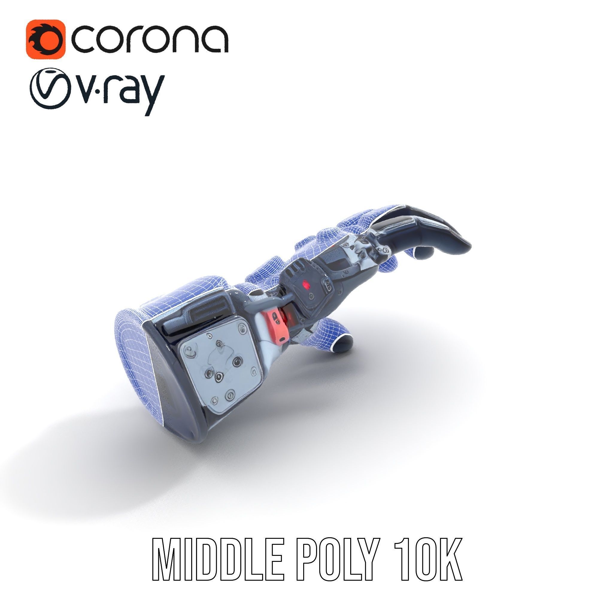 Futuristic Robotic Hand Model Pack with LED Features Low-poly 3D model_16