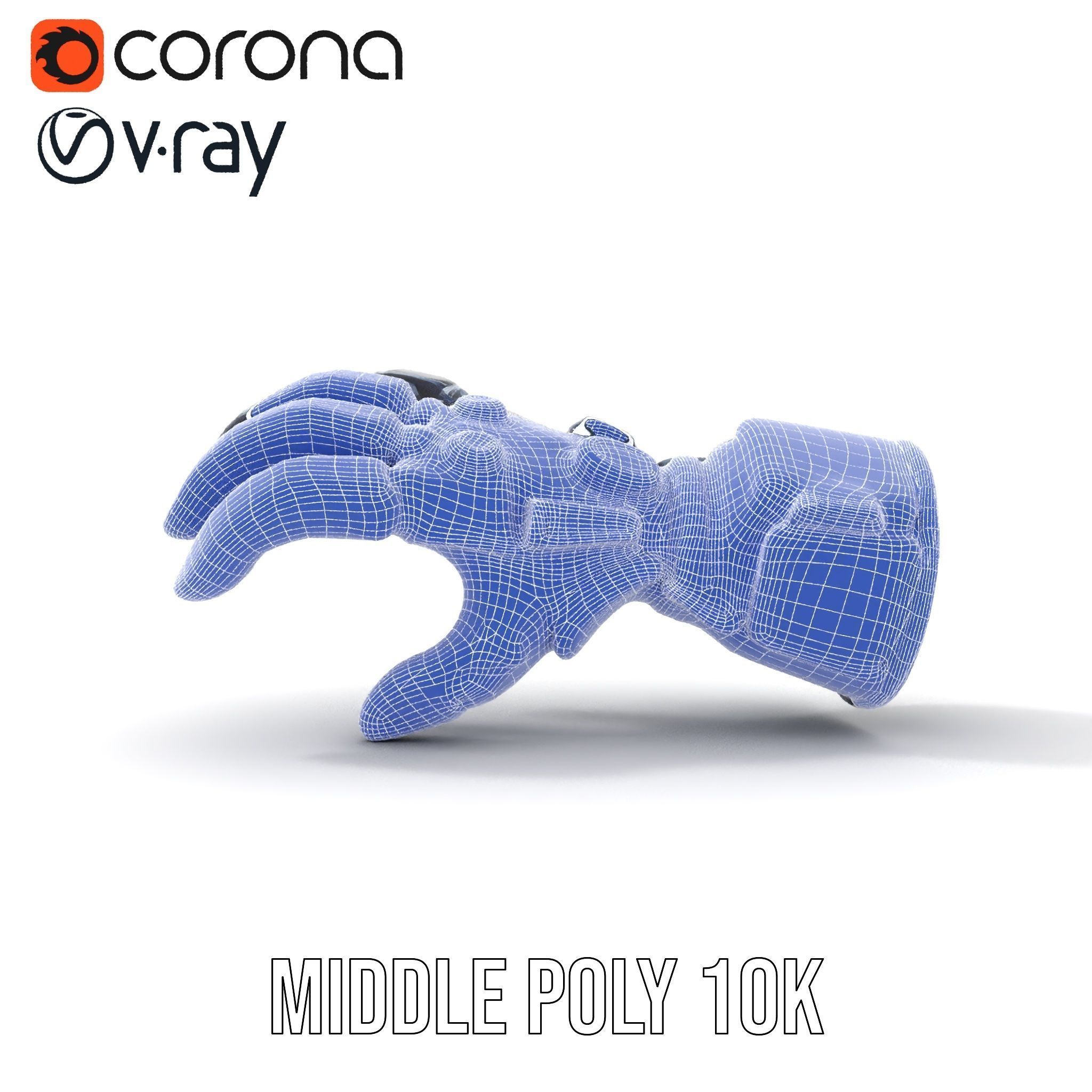 Futuristic Robotic Hand Model Pack with LED Features Low-poly 3D model_28