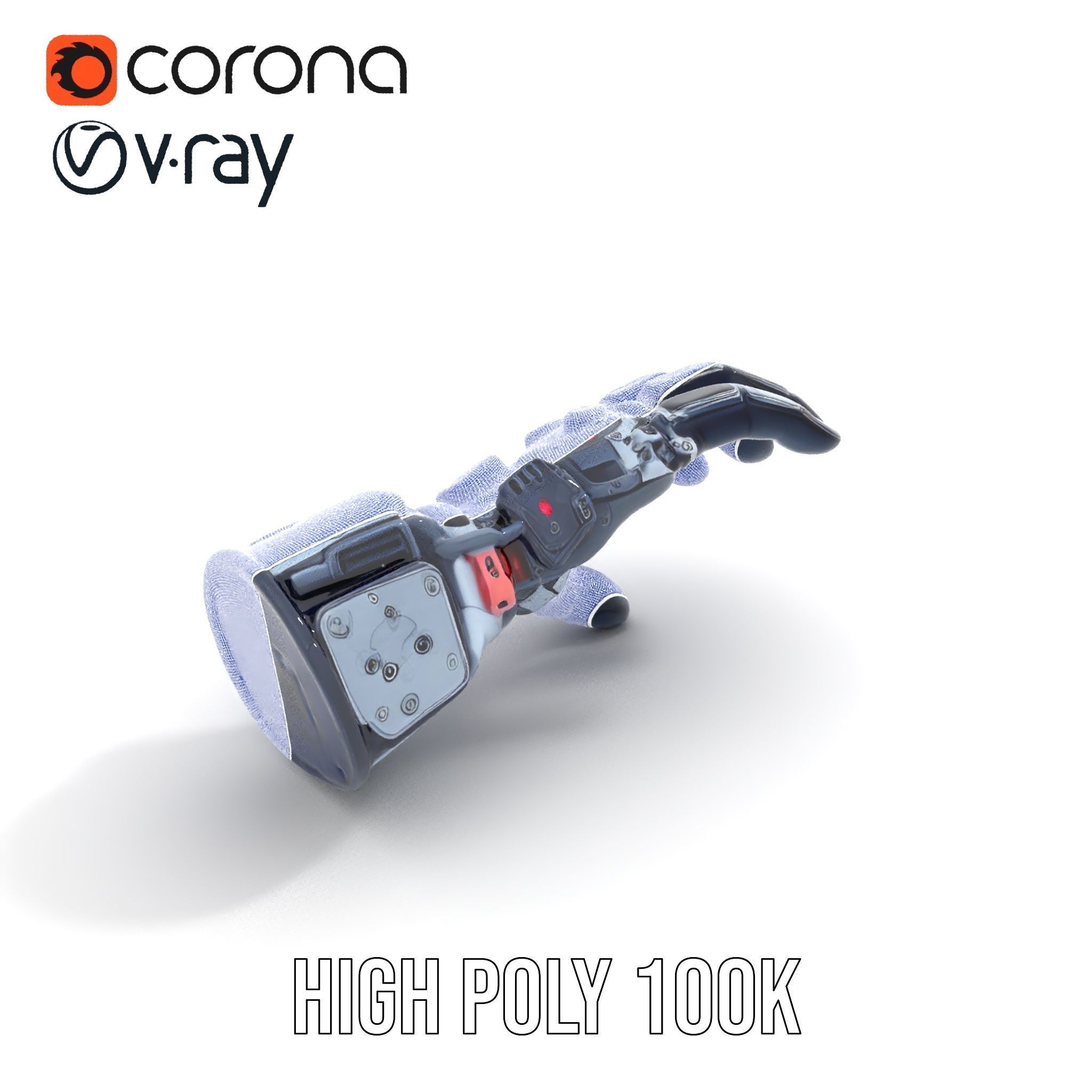 Futuristic Robotic Hand Model Pack with LED Features Low-poly 3D model_33