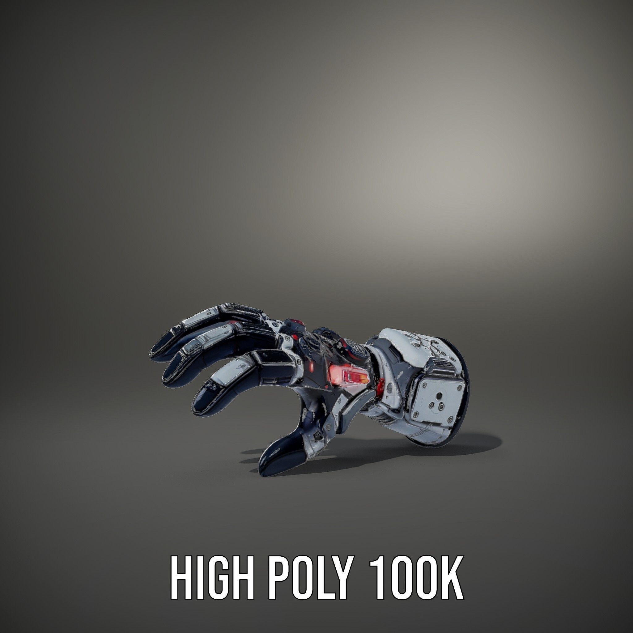 Futuristic Robotic Hand Model Pack with LED Features Low-poly 3D model_11