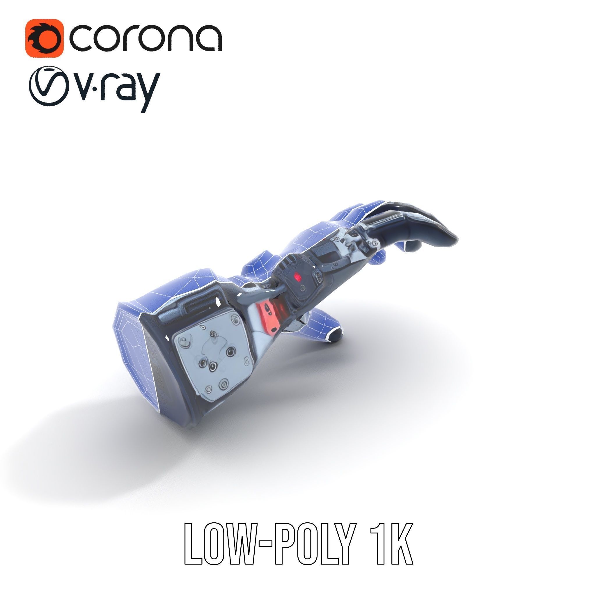 Futuristic Robotic Hand Model Pack with LED Features Low-poly 3D model_26