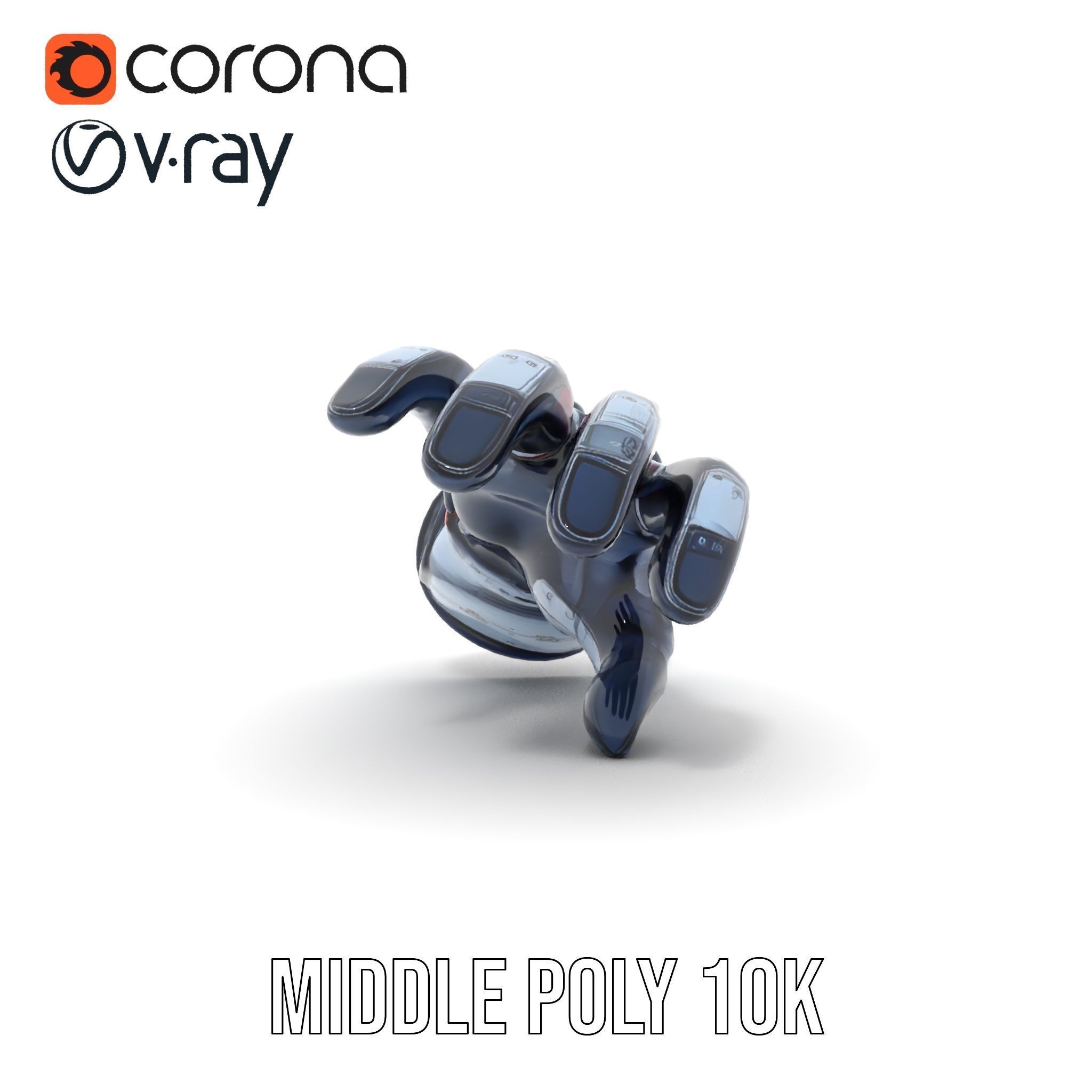 Futuristic Robotic Hand Model Pack with LED Features Low-poly 3D model_19