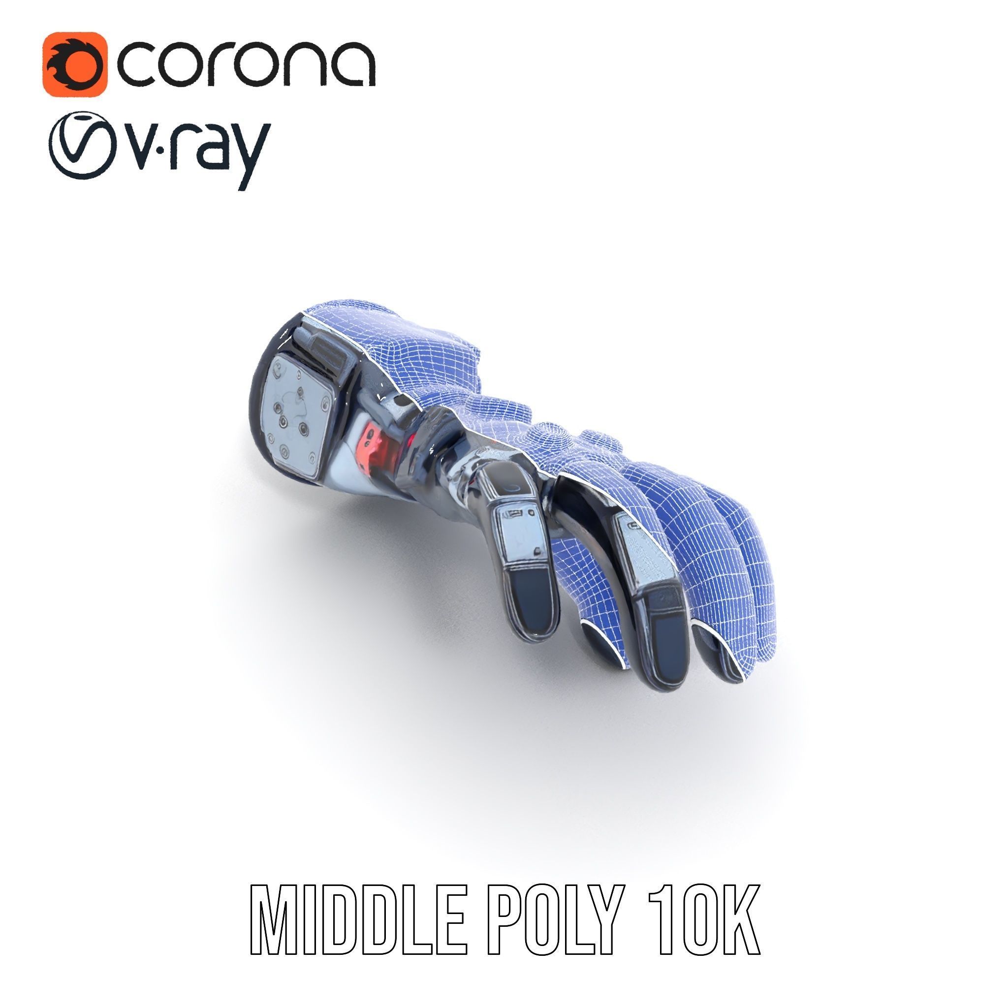 Futuristic Robotic Hand Model Pack with LED Features Low-poly 3D model_25