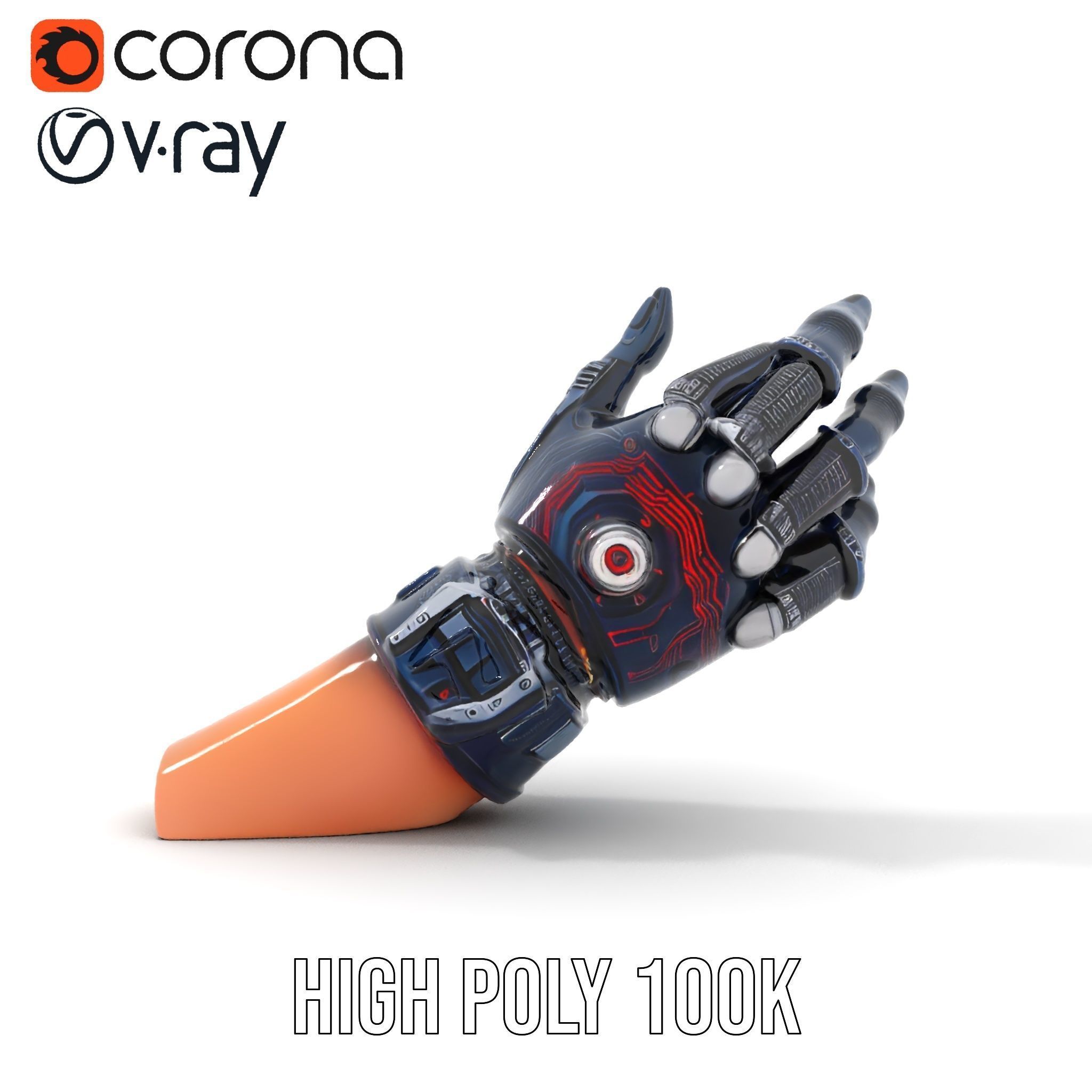 Futuristic Robotic Glove Model Pack with Advanced Design Low-poly 3D model_16