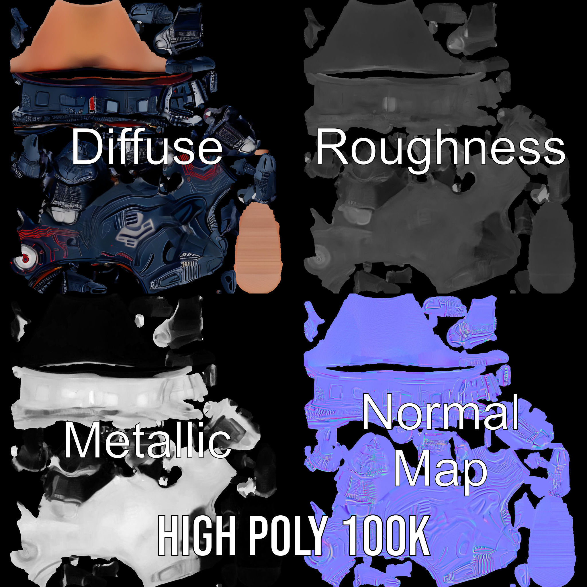 Futuristic Robotic Glove Model Pack with Advanced Design Low-poly 3D model_4