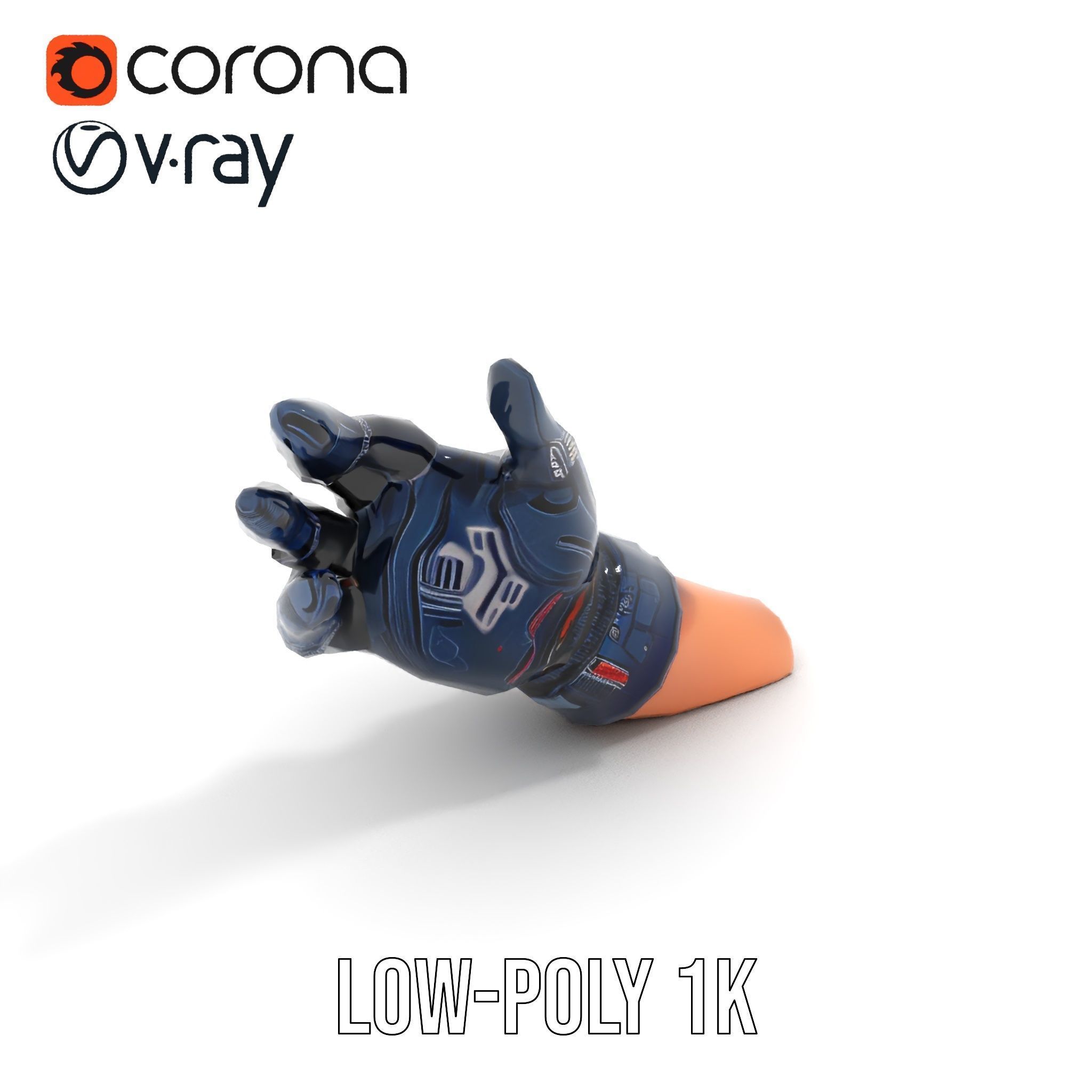 Futuristic Robotic Glove Model Pack with Advanced Design Low-poly 3D model_10