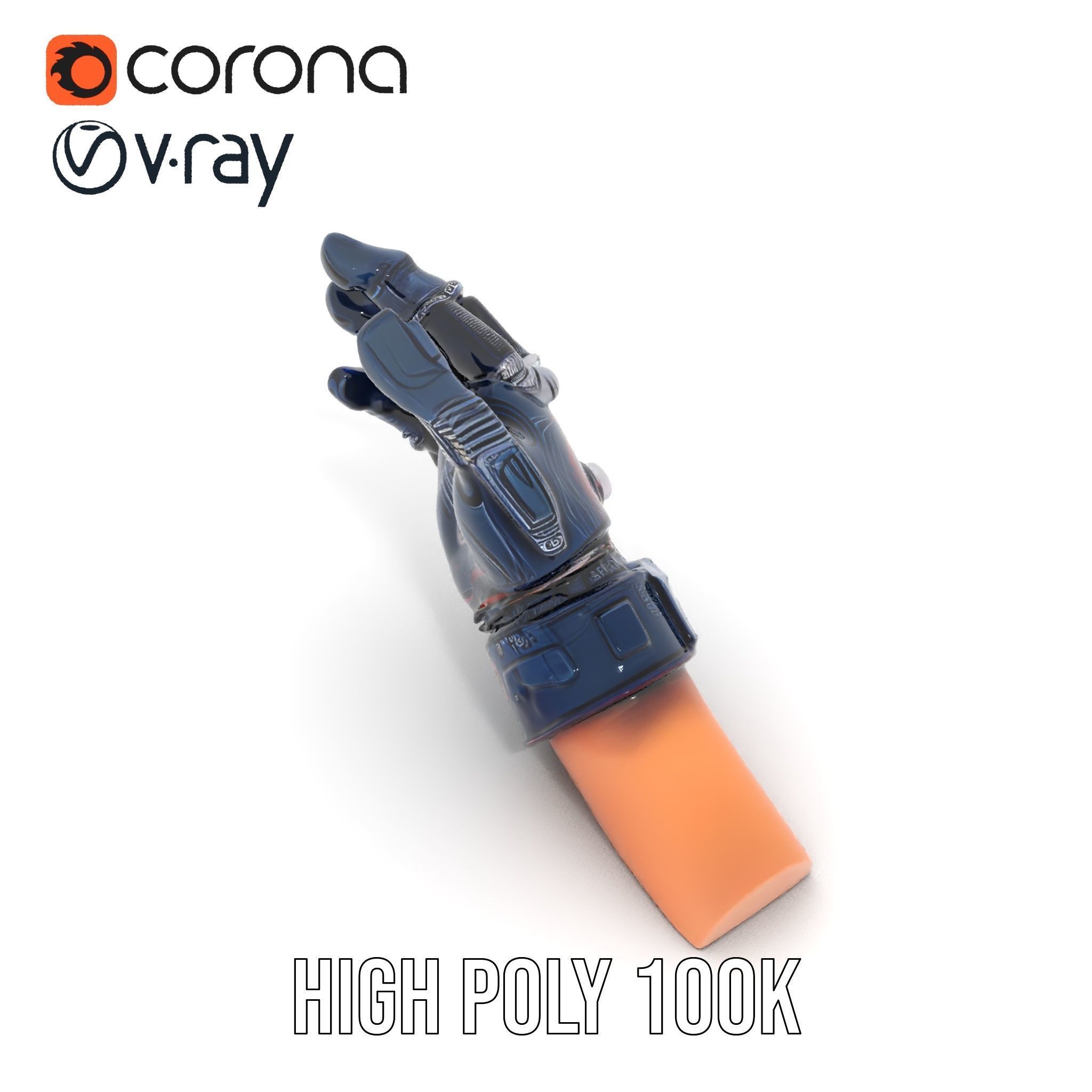 Futuristic Robotic Glove Model Pack with Advanced Design Low-poly 3D model_19