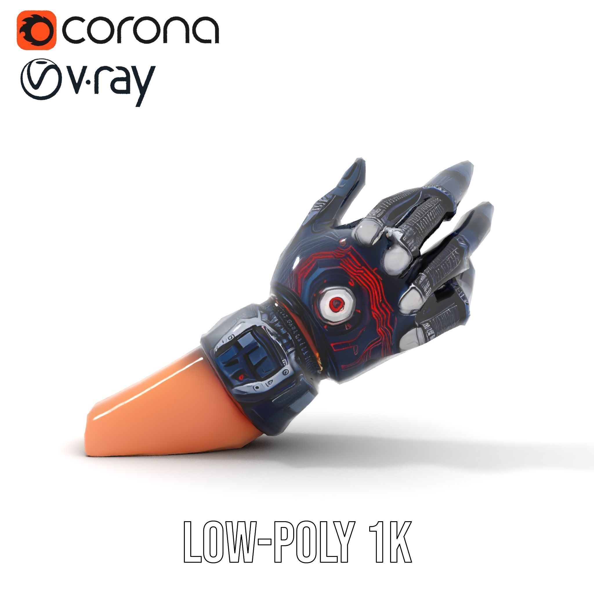 Futuristic Robotic Glove Model Pack with Advanced Design Low-poly 3D model_23