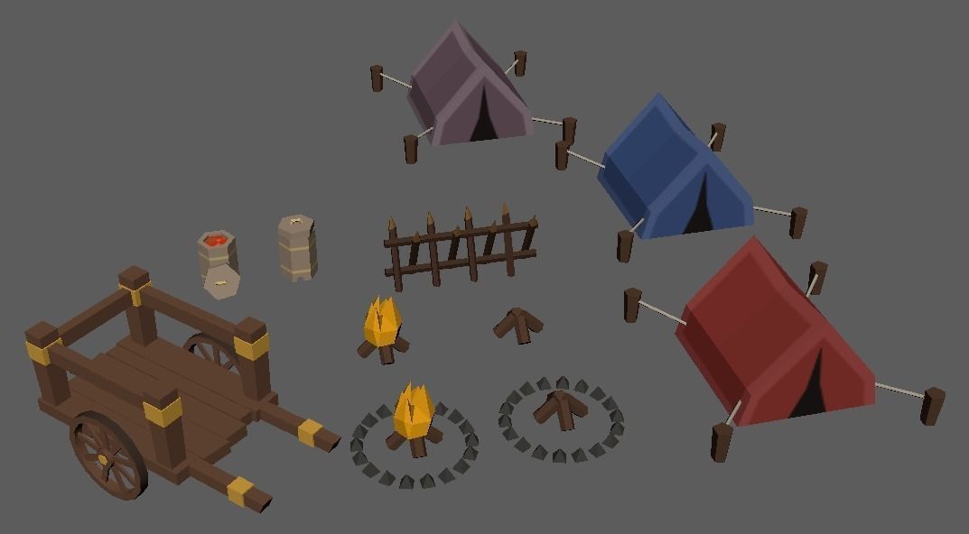 Traditional Japanese - Low Poly Asset Pack Low-poly 3D model_1