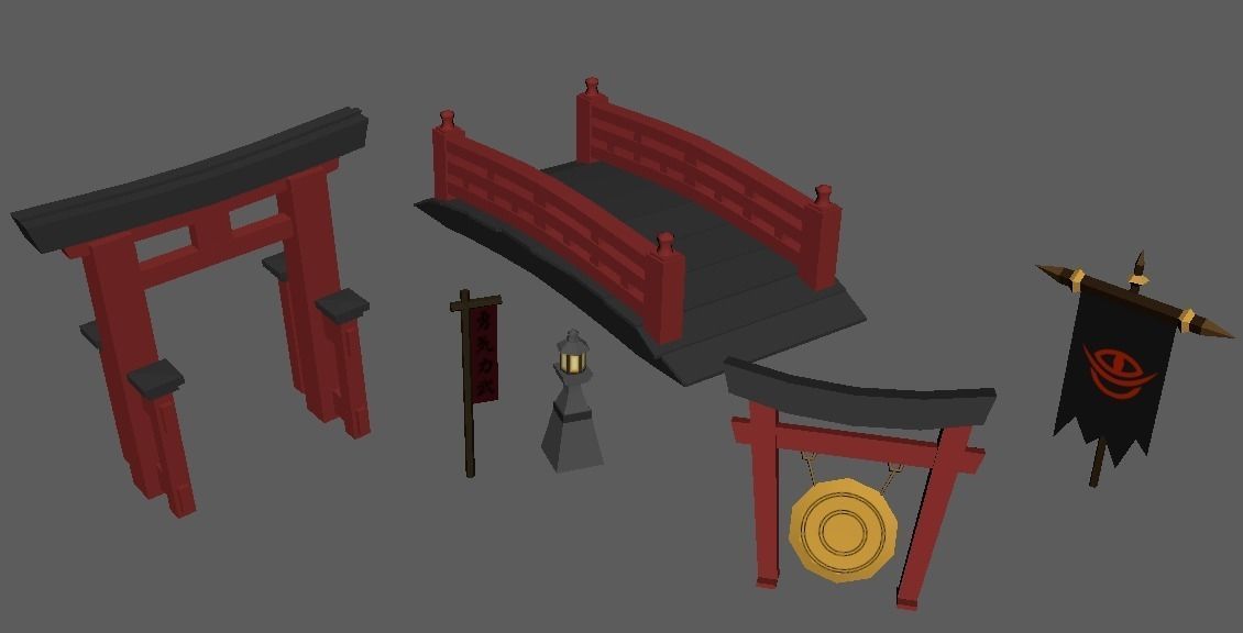 Traditional Japanese - Low Poly Asset Pack Low-poly 3D model_4