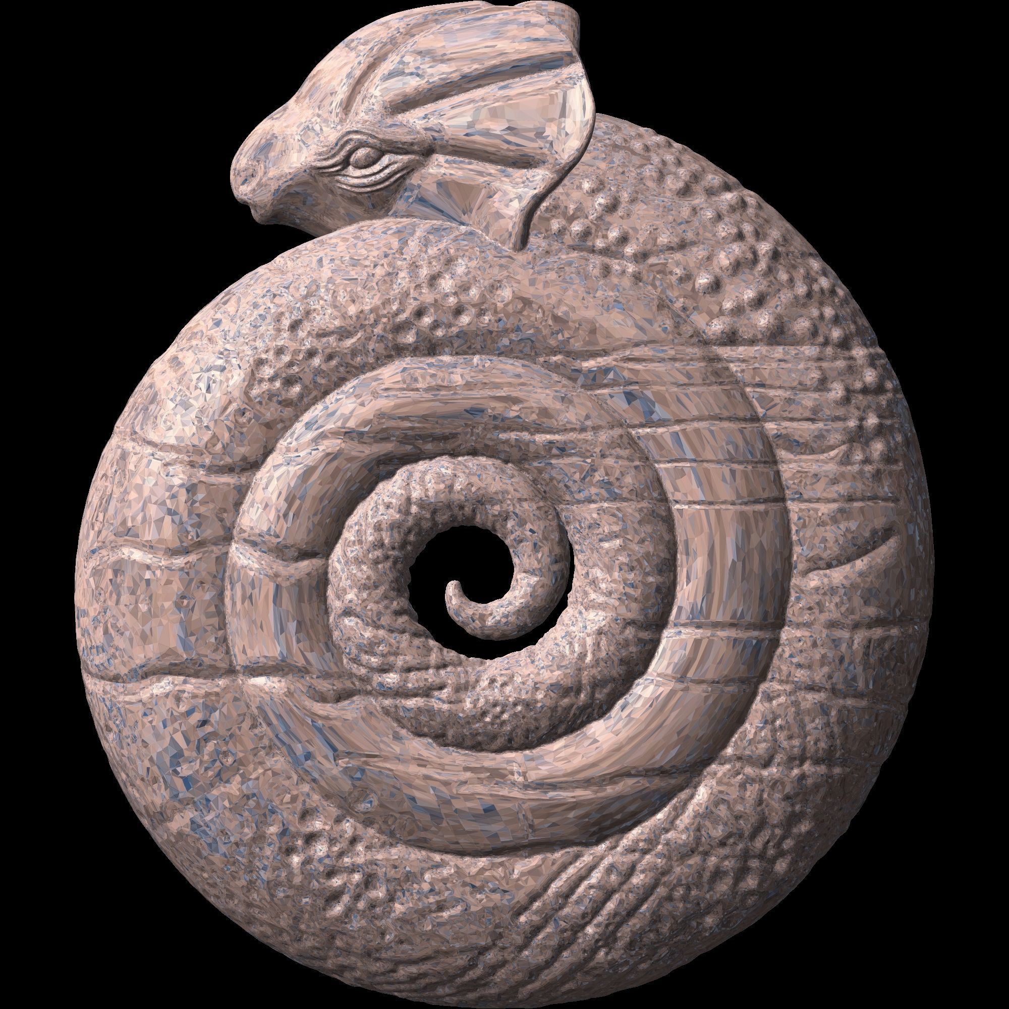 Spiral Dino Pendant 3D print model_5