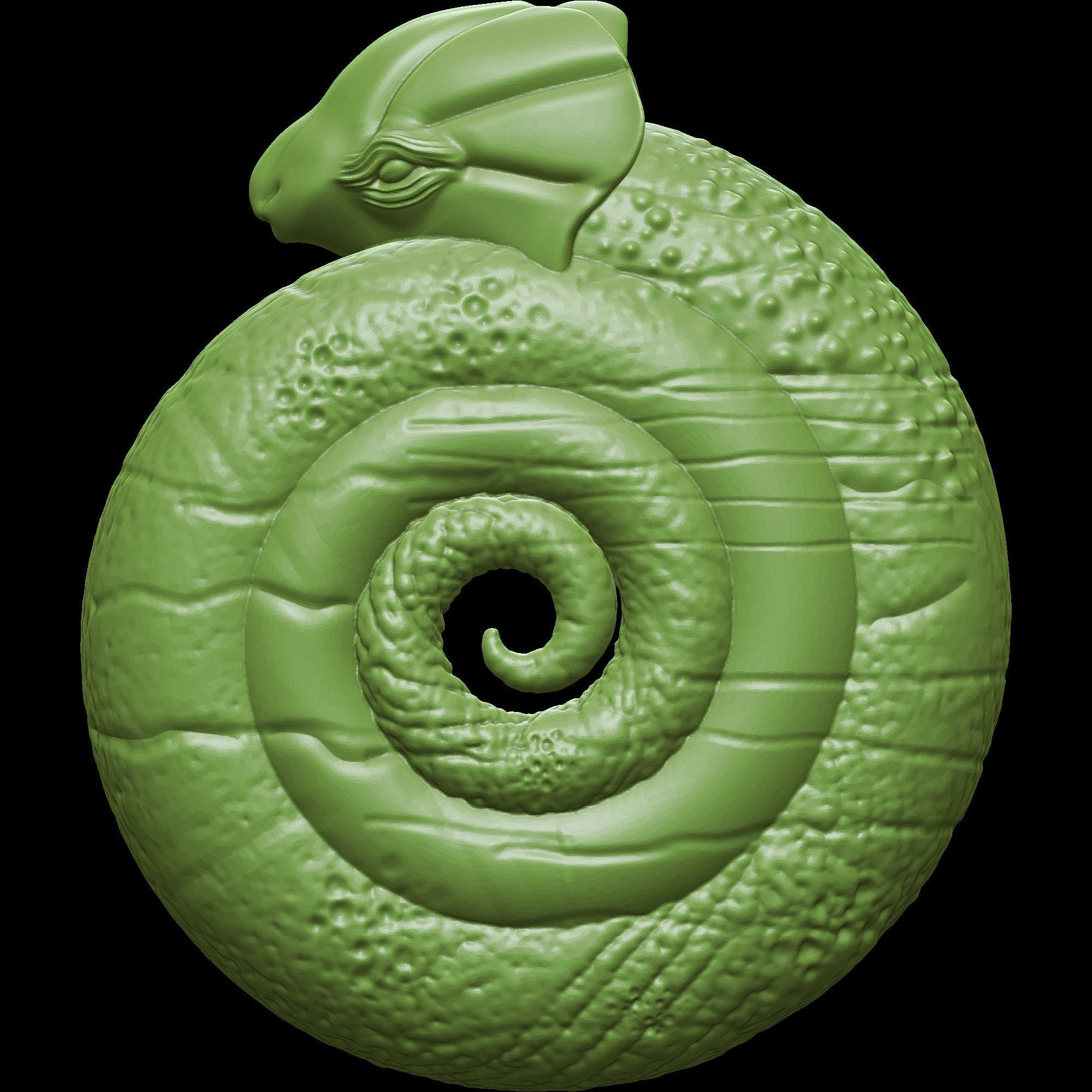 Spiral Dino Pendant 3D print model_2