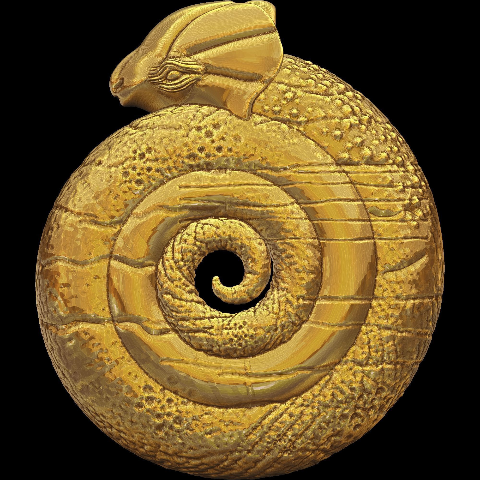 Spiral Dino Pendant 3D print model_4