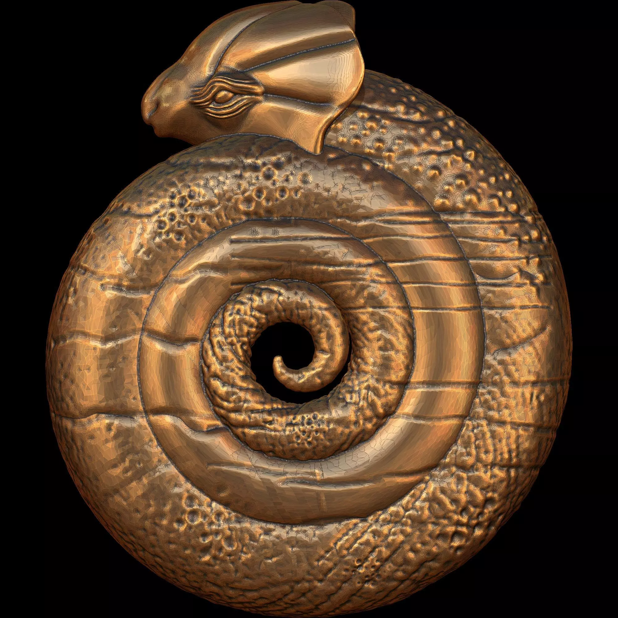 Spiral Dino Pendant 3D print model_0