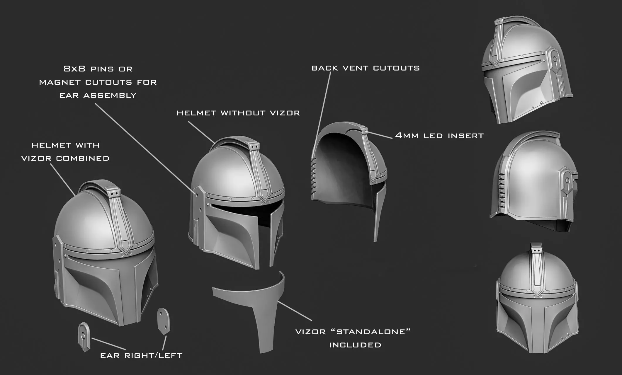 Custom Mandalorian helmet 3D print model_3