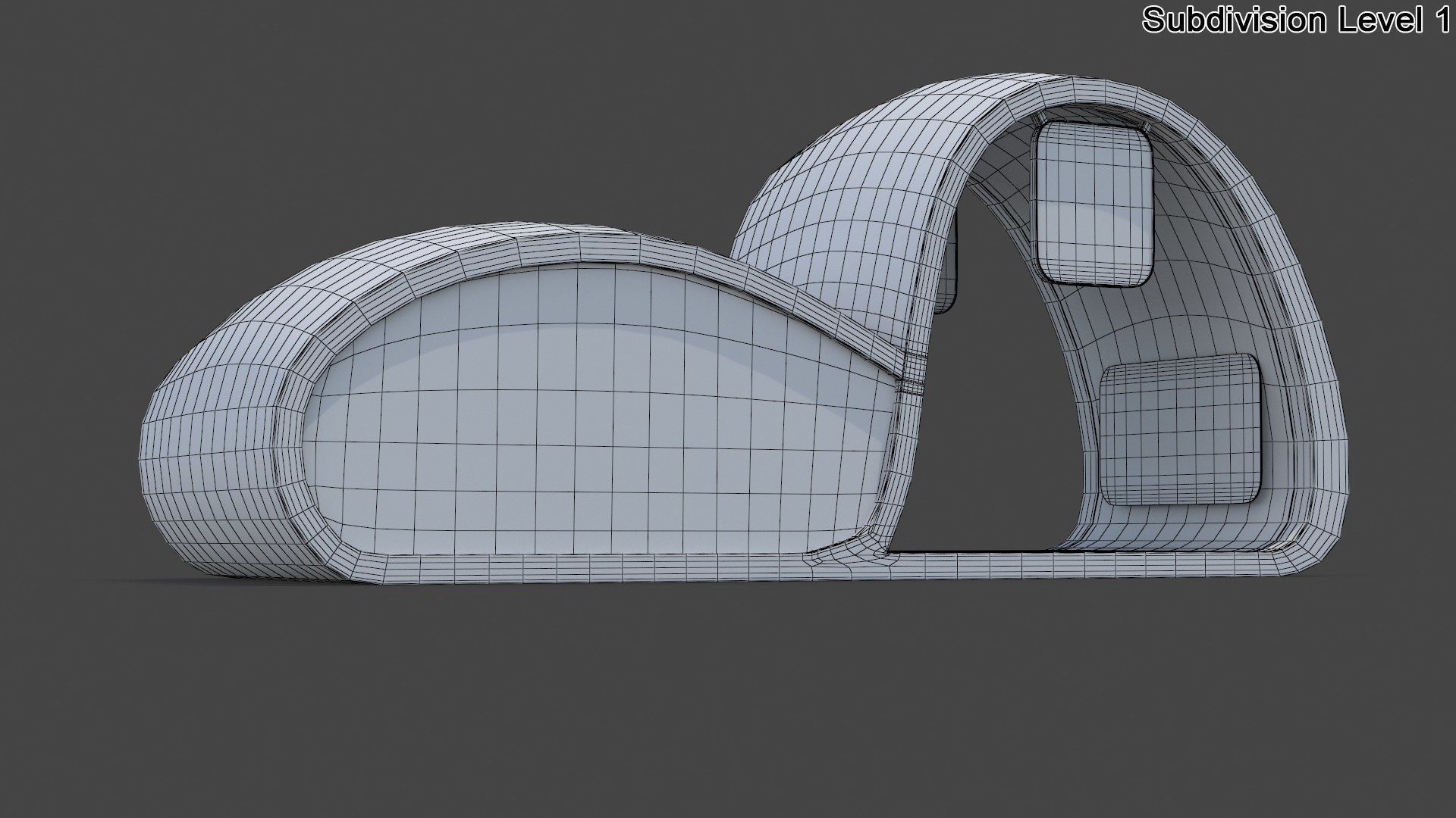 Sci-Fi Futuristic Bus Stop Low-poly 3D model_7