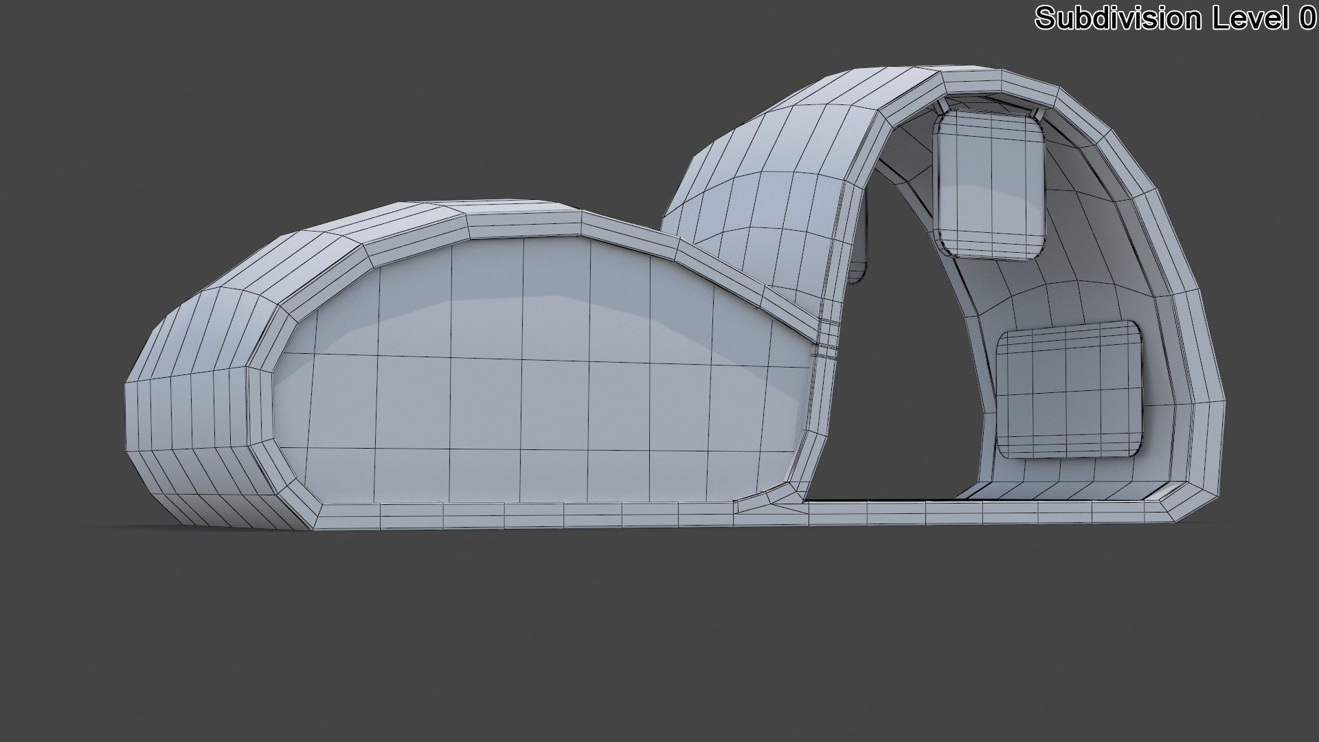 Sci-Fi Futuristic Bus Stop Low-poly 3D model_6