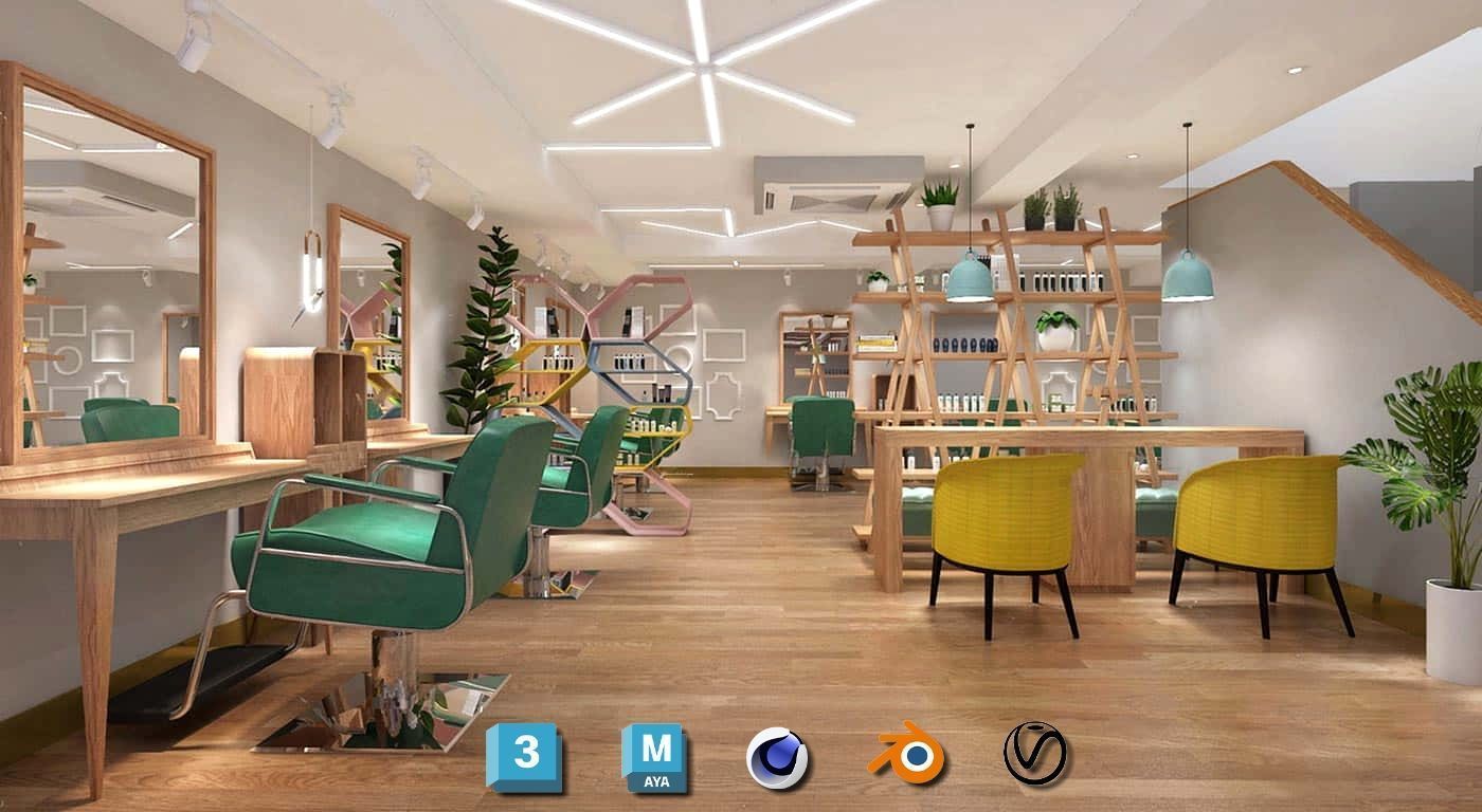 Complete Barber Shop Shampoo Room - High-Detail Collection Low-poly 3D model_105