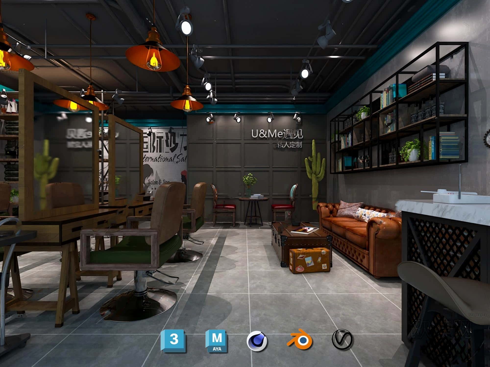 Complete Barber Shop Shampoo Room - High-Detail Collection Low-poly 3D model_59