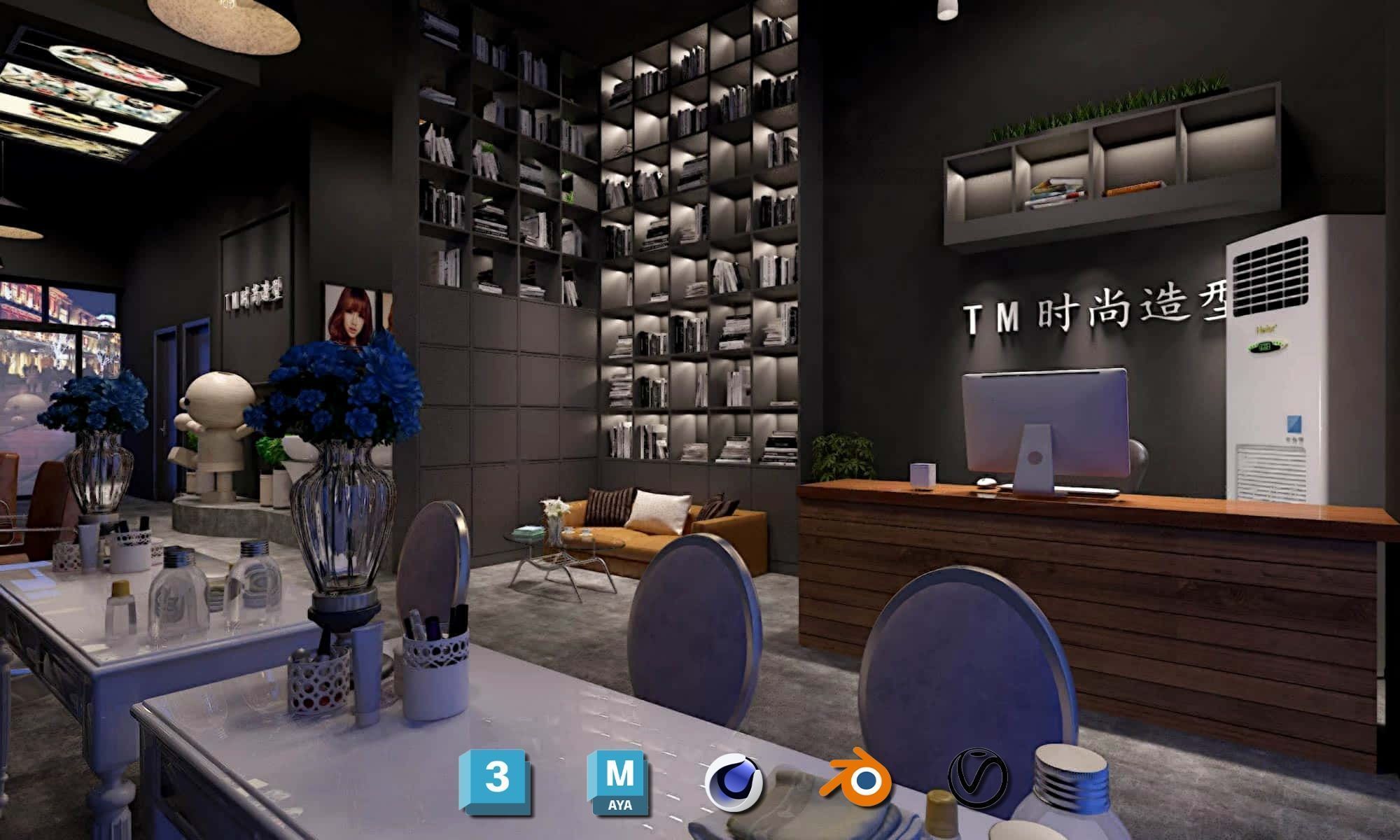 Complete Barber Shop Shampoo Room - High-Detail Collection Low-poly 3D model_31