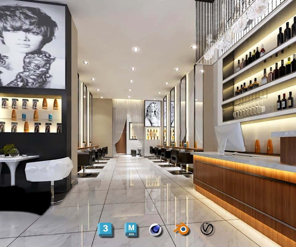 Complete Barber Shop Shampoo Room - High-Detail Collection Low-poly 3D model_10