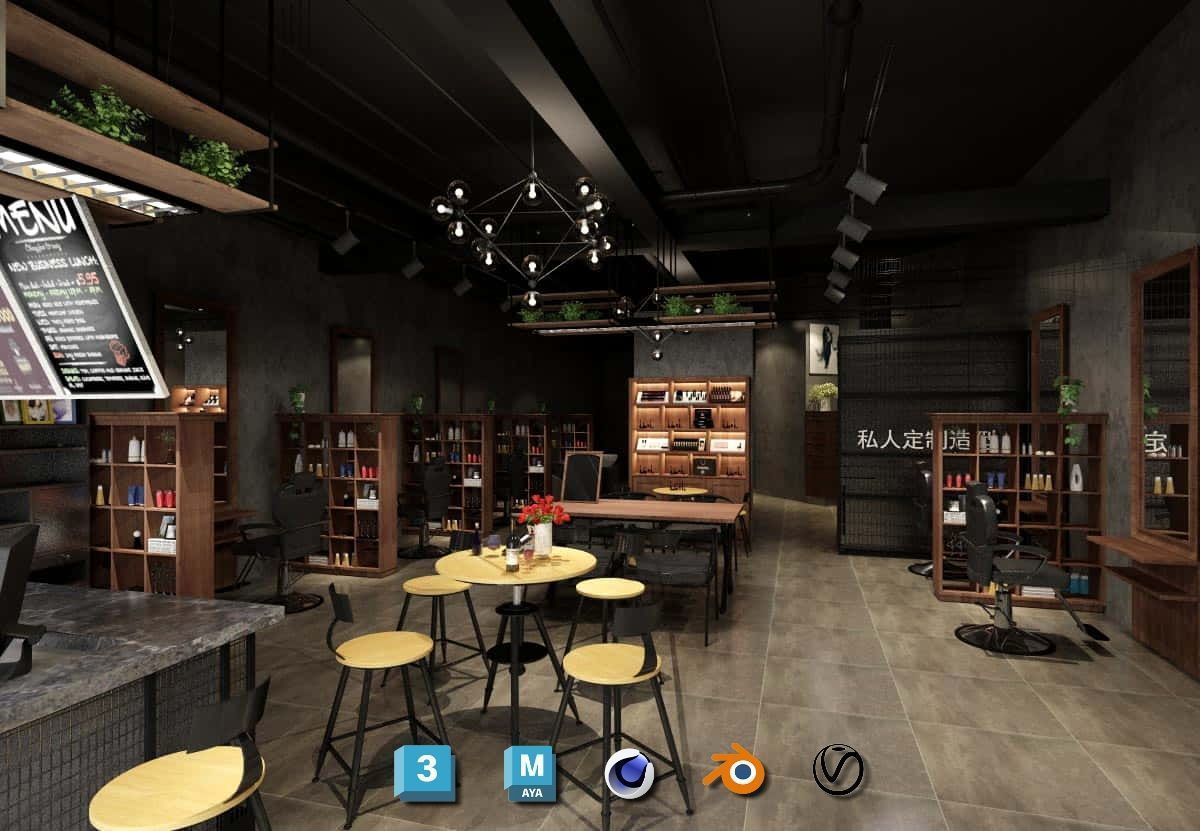 Complete Barber Shop Shampoo Room - High-Detail Collection Low-poly 3D model_32