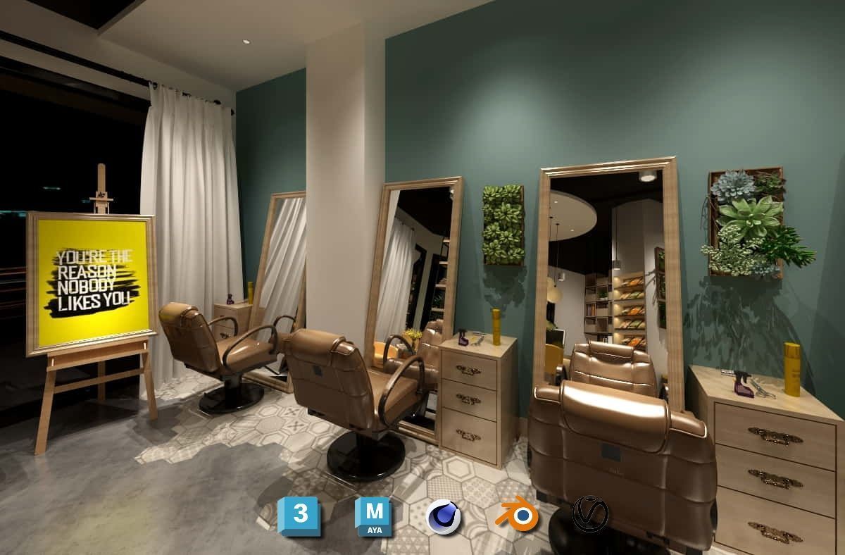 Complete Barber Shop Shampoo Room - High-Detail Collection Low-poly 3D model_54