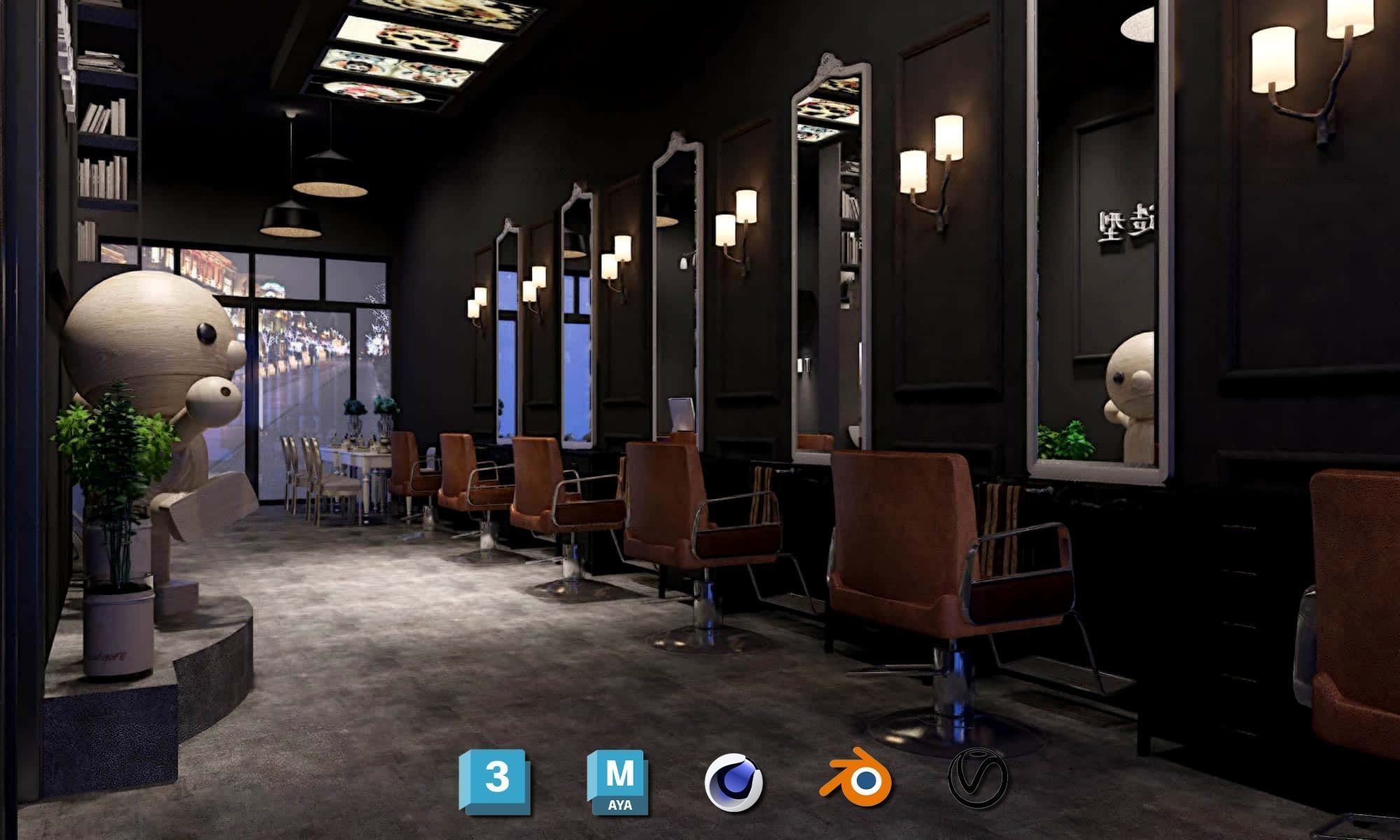 Complete Barber Shop Shampoo Room - High-Detail Collection Low-poly 3D model_42