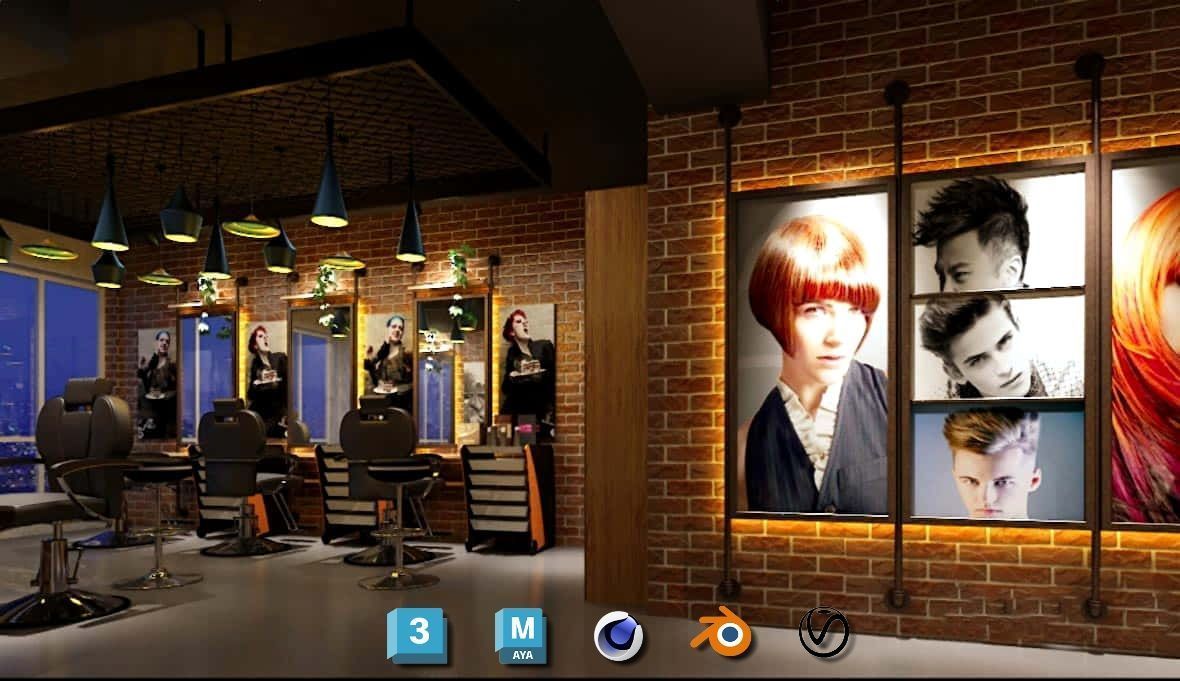 Complete Barber Shop Shampoo Room - High-Detail Collection Low-poly 3D model_21