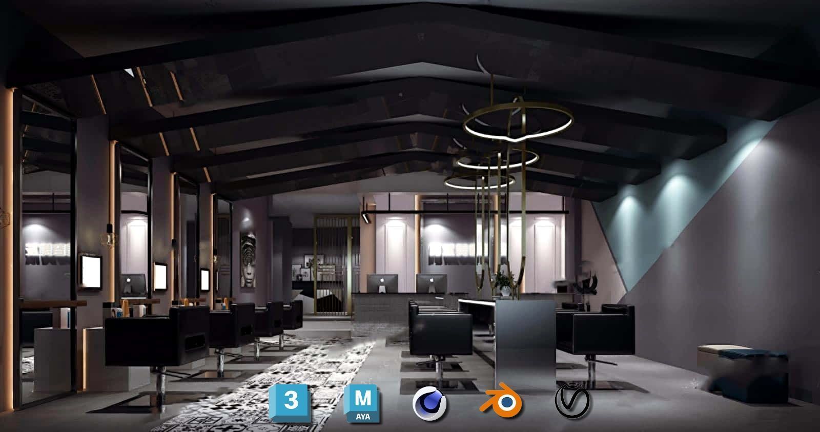 Complete Barber Shop Shampoo Room - High-Detail Collection Low-poly 3D model_66