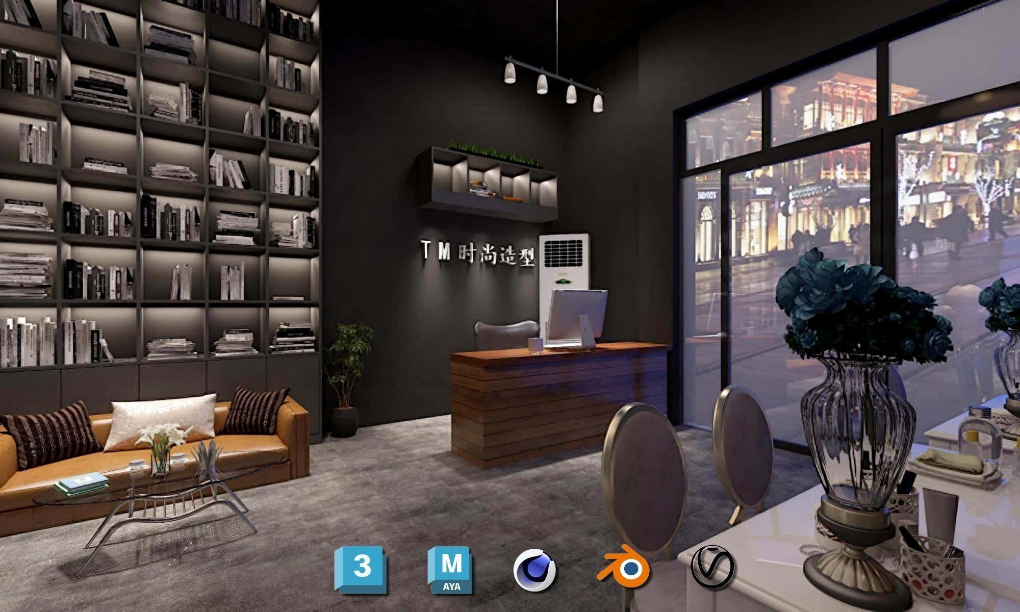 Complete Barber Shop Shampoo Room - High-Detail Collection Low-poly 3D model_36