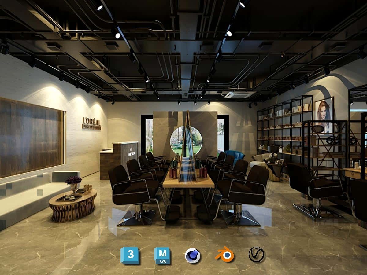 Complete Barber Shop Shampoo Room - High-Detail Collection Low-poly 3D model_24