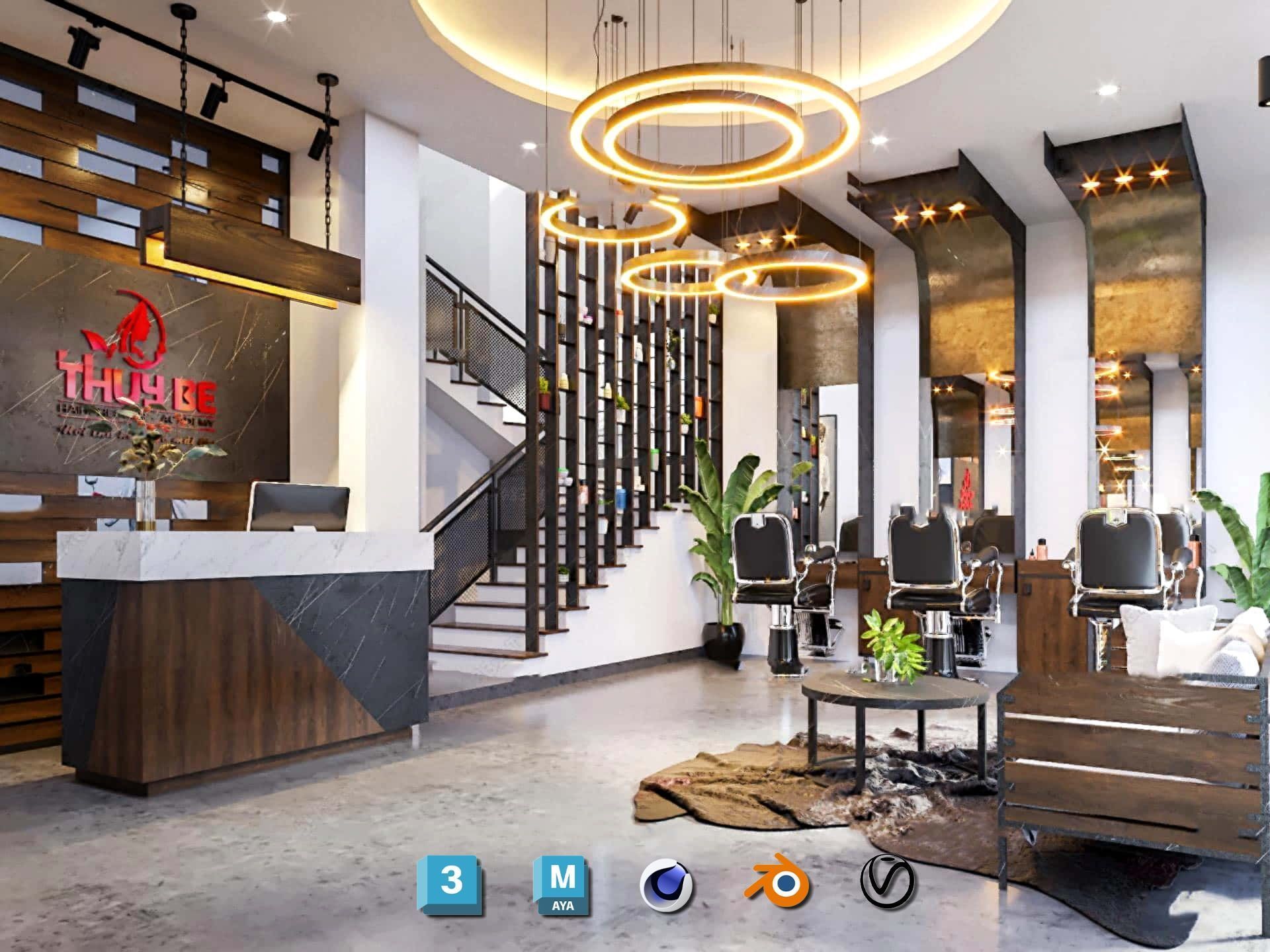 Complete Barber Shop Shampoo Room - High-Detail Collection Low-poly 3D model_84