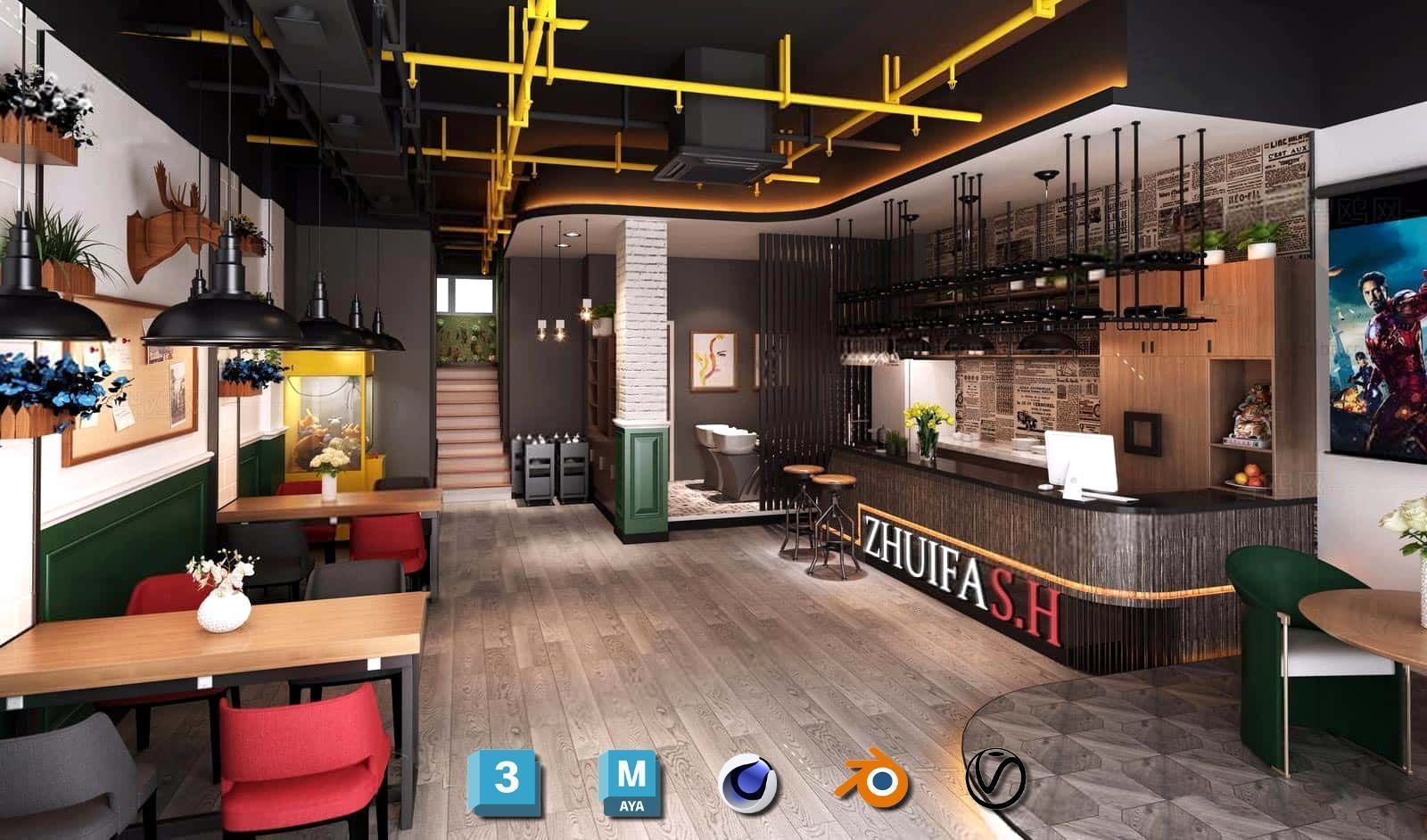 Complete Barber Shop Shampoo Room - High-Detail Collection Low-poly 3D model_50