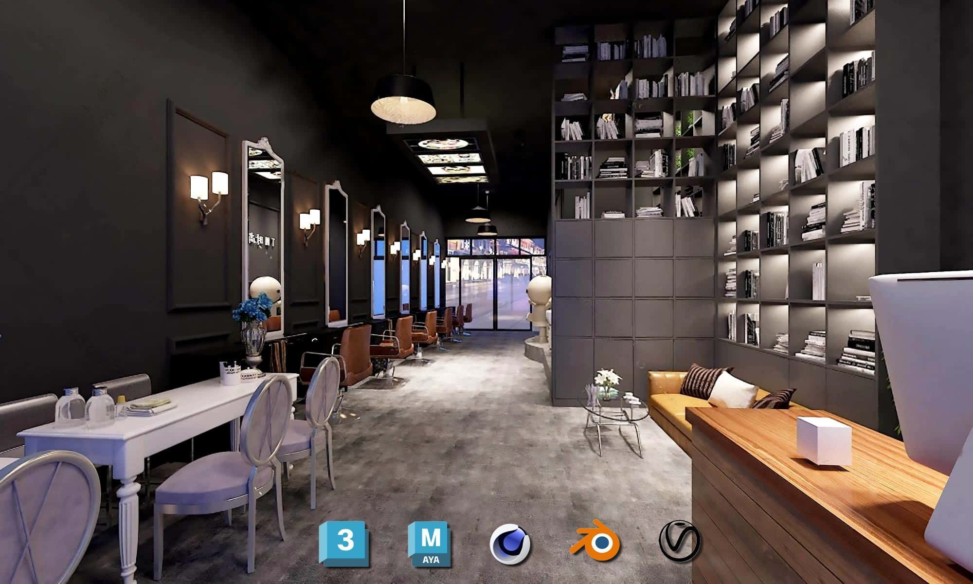 Complete Barber Shop Shampoo Room - High-Detail Collection Low-poly 3D model_111