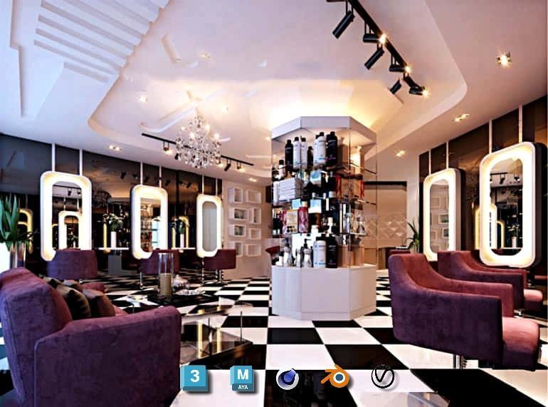 Complete Barber Shop Shampoo Room - High-Detail Collection Low-poly 3D model_29