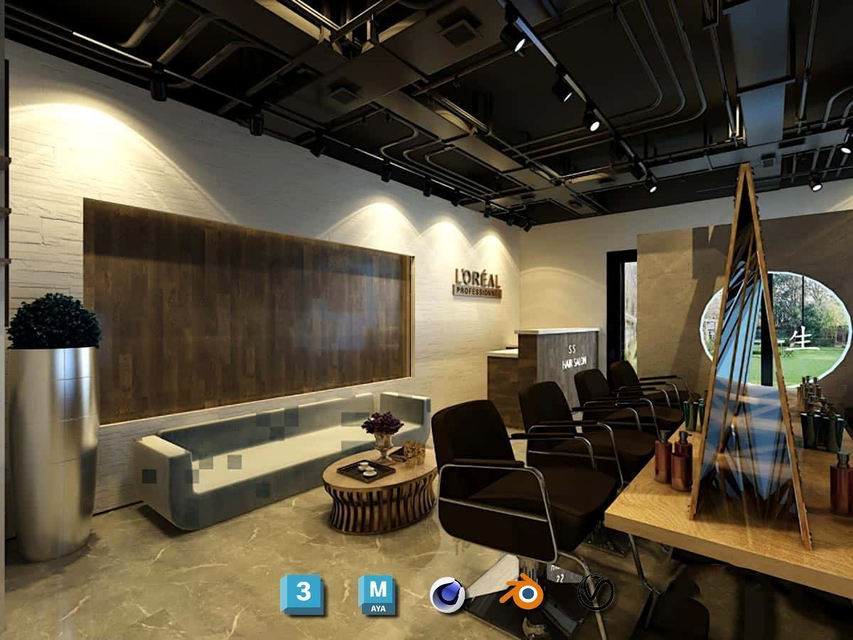 Complete Barber Shop Shampoo Room - High-Detail Collection Low-poly 3D model_18