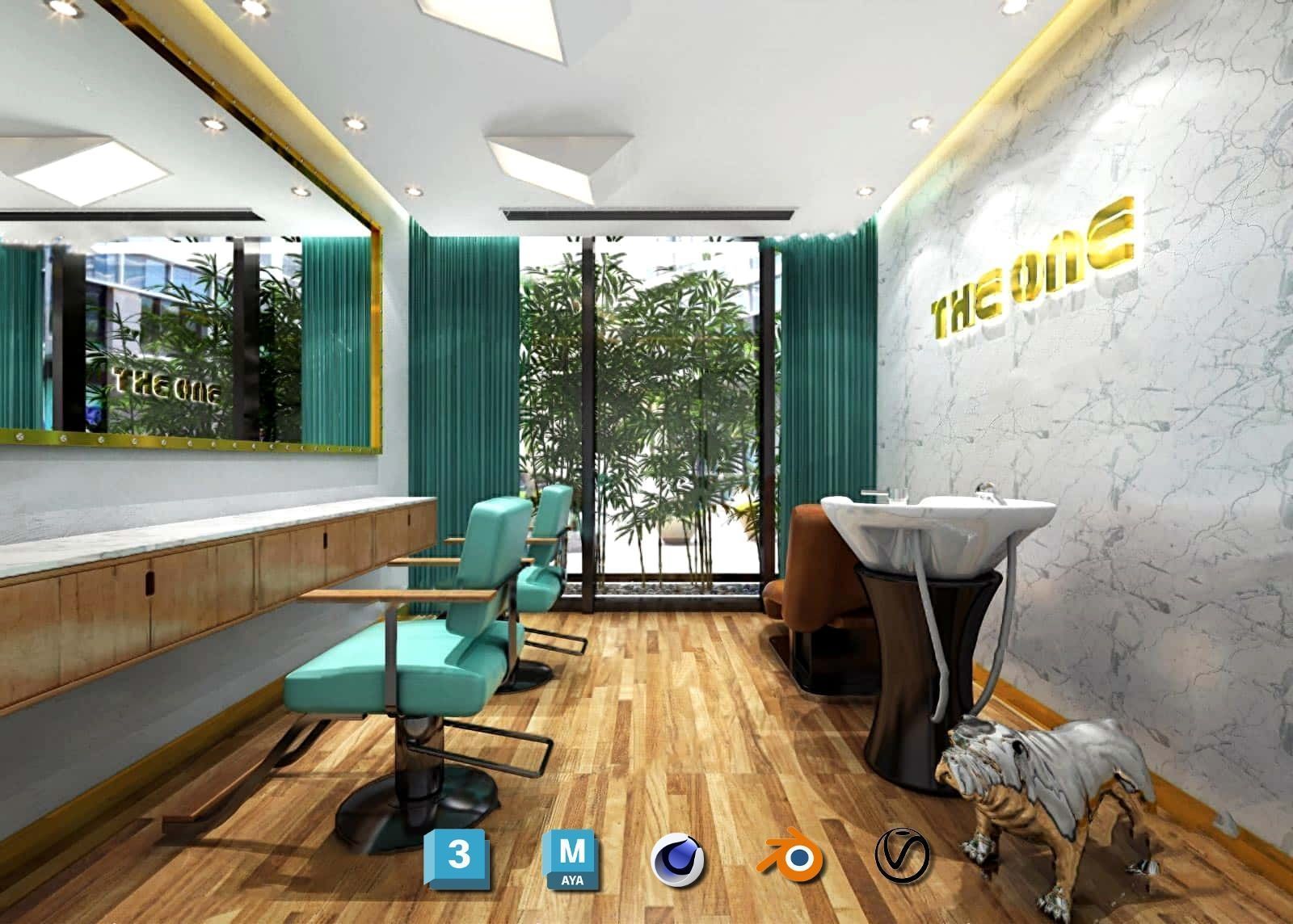 Complete Barber Shop Shampoo Room - High-Detail Collection Low-poly 3D model_123