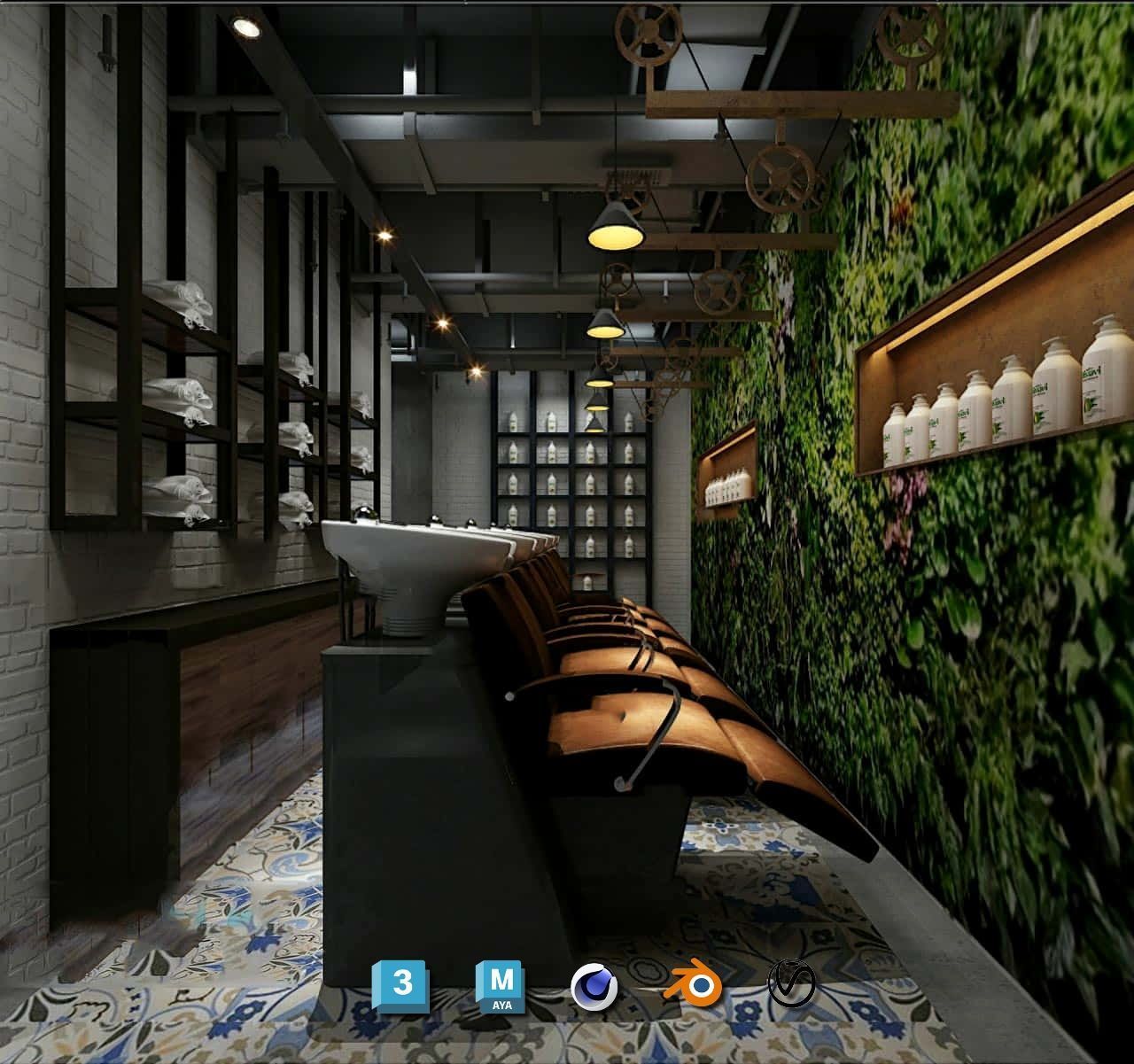 Complete Barber Shop Shampoo Room - High-Detail Collection Low-poly 3D model_40