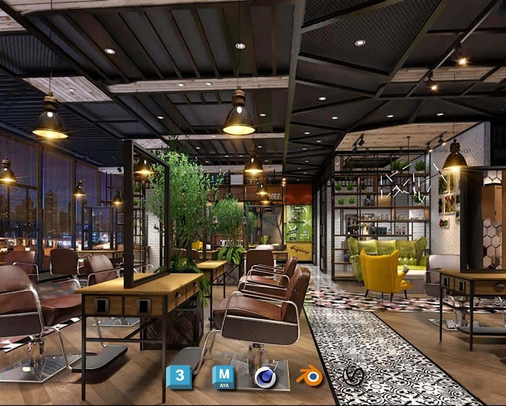 Complete Barber Shop Shampoo Room - High-Detail Collection Low-poly 3D model_71