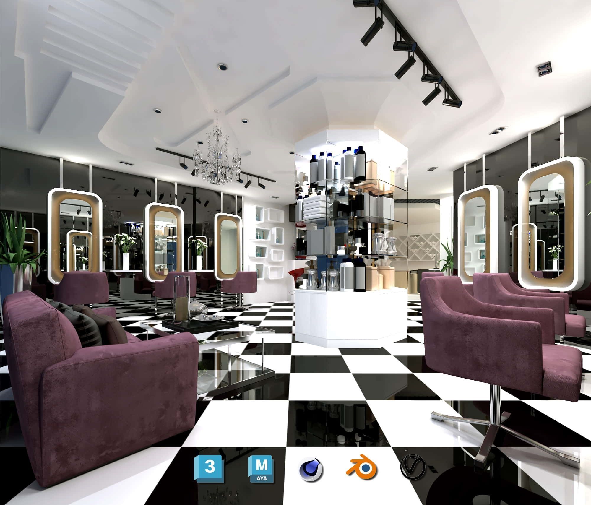 Complete Barber Shop Shampoo Room - High-Detail Collection Low-poly 3D model_12