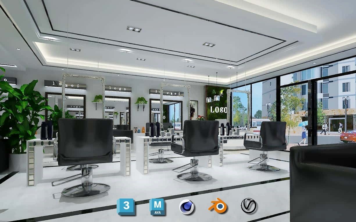 Complete Barber Shop Shampoo Room - High-Detail Collection Low-poly 3D model_19