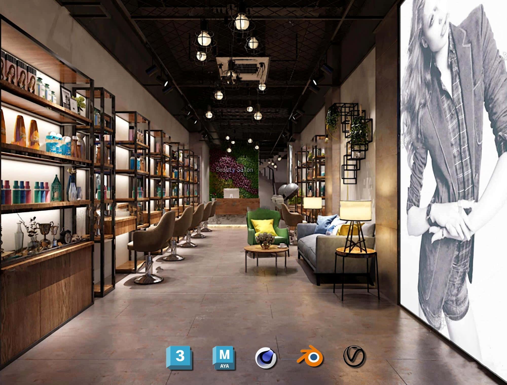 Complete Barber Shop Shampoo Room - High-Detail Collection Low-poly 3D model_116