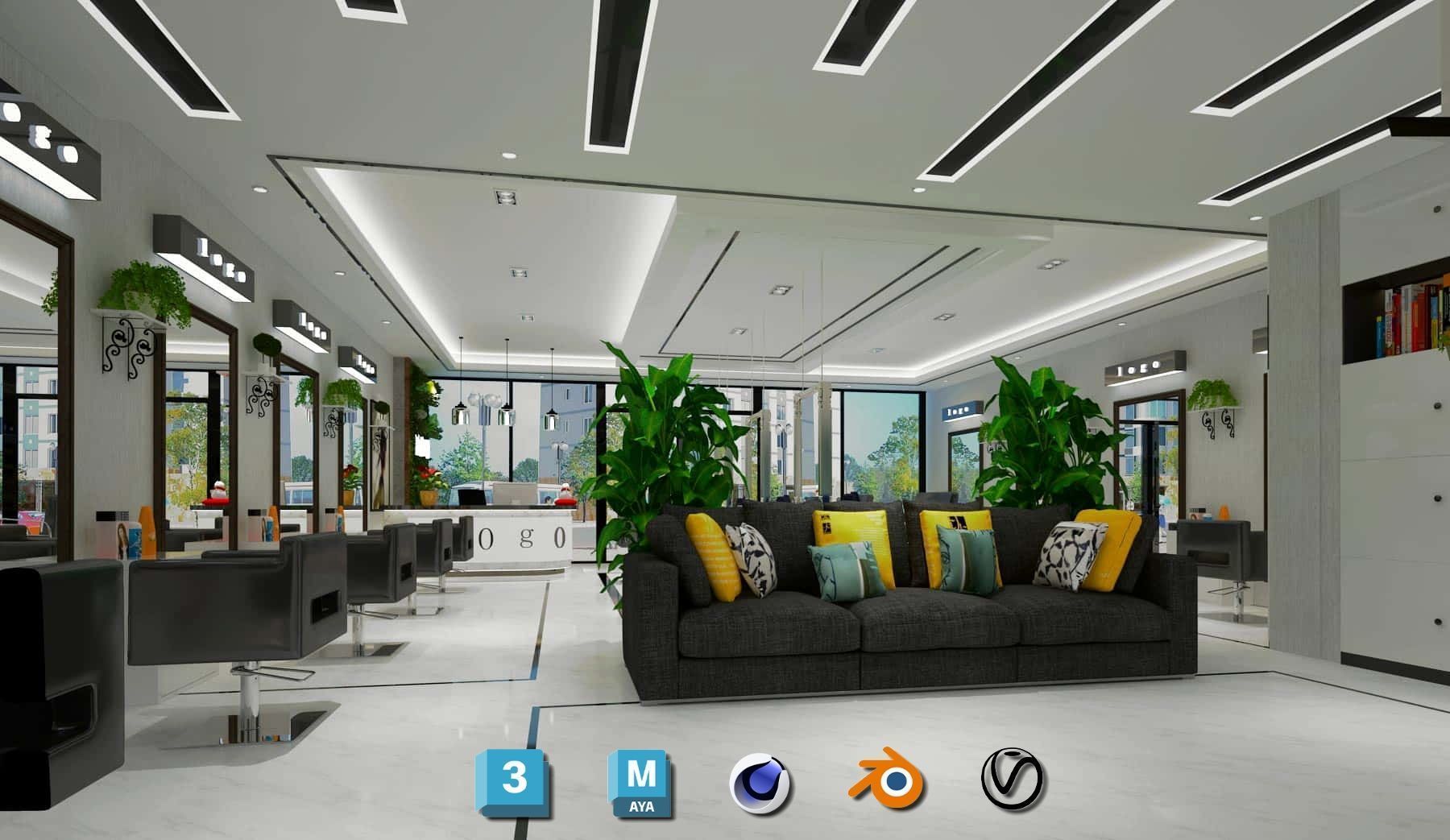 Complete Barber Shop Shampoo Room - High-Detail Collection Low-poly 3D model_20