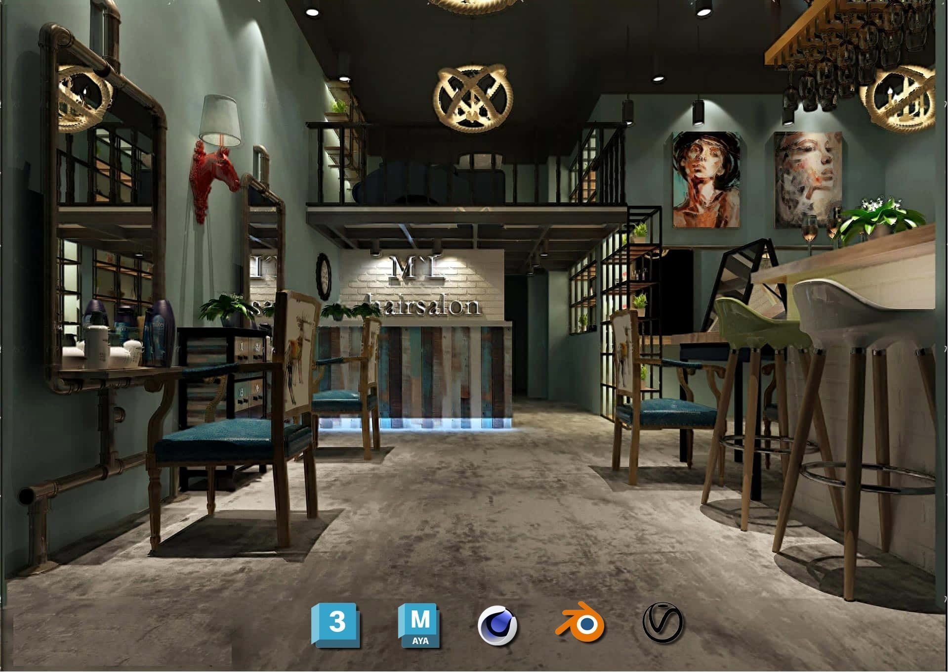 Complete Barber Shop Shampoo Room - High-Detail Collection Low-poly 3D model_115