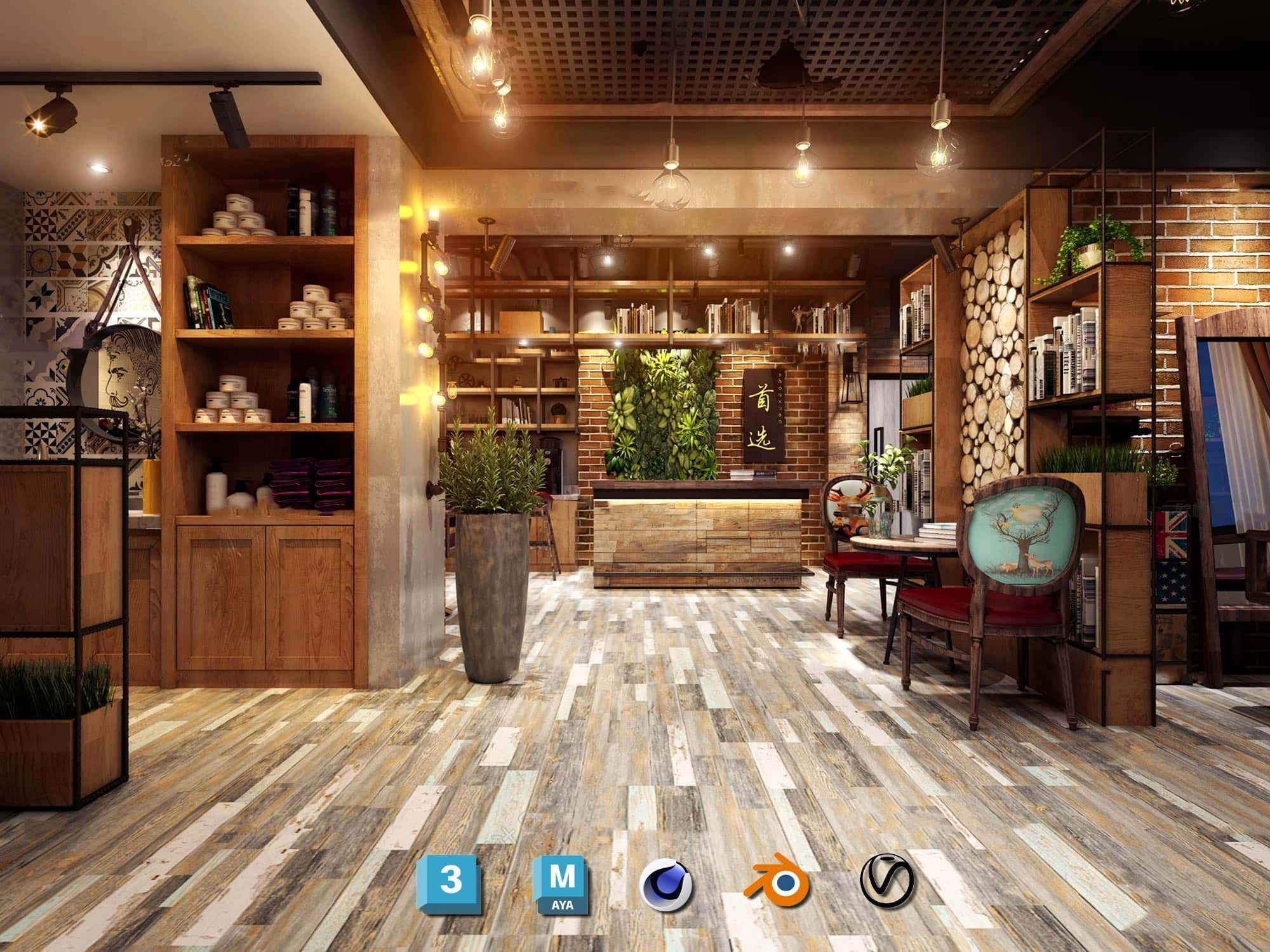 Complete Barber Shop Shampoo Room - High-Detail Collection Low-poly 3D model_93